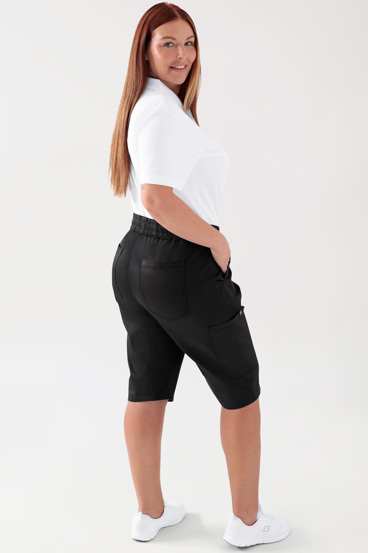 COMFY FLEX Pantalon Stretch mixte - bermuda noir, Vue de dos Le mannequin mesure 173 cm et porte la taille L