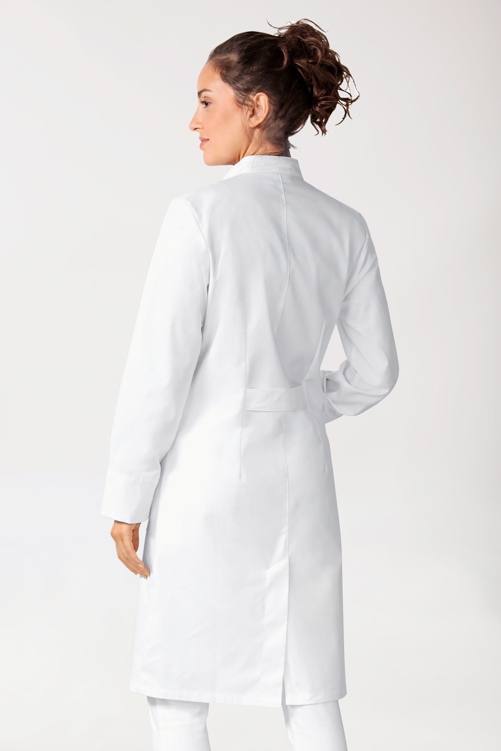 Blouse blanche Femme - Col officier - Patte de boutons-pression - blanc