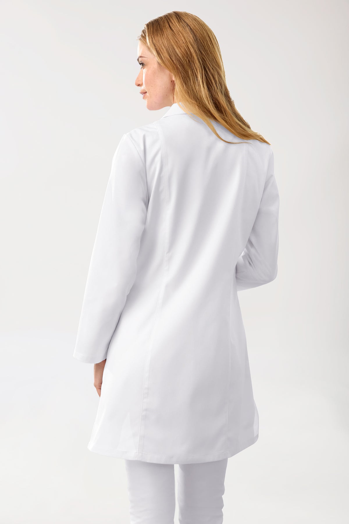 Blouse mi-longue Femme - Col tailleur blanc, Vue de dos