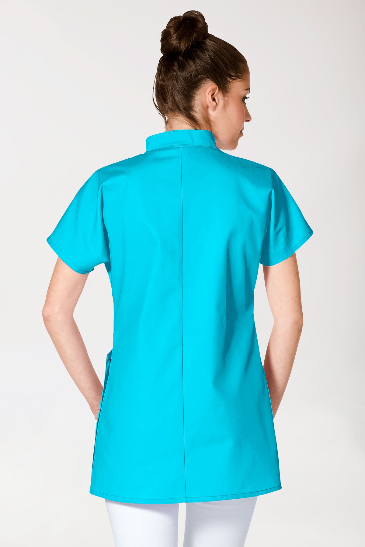 JUST STRONG Blouse Femme - Patte de boutonnage turquoise, Vue de dos