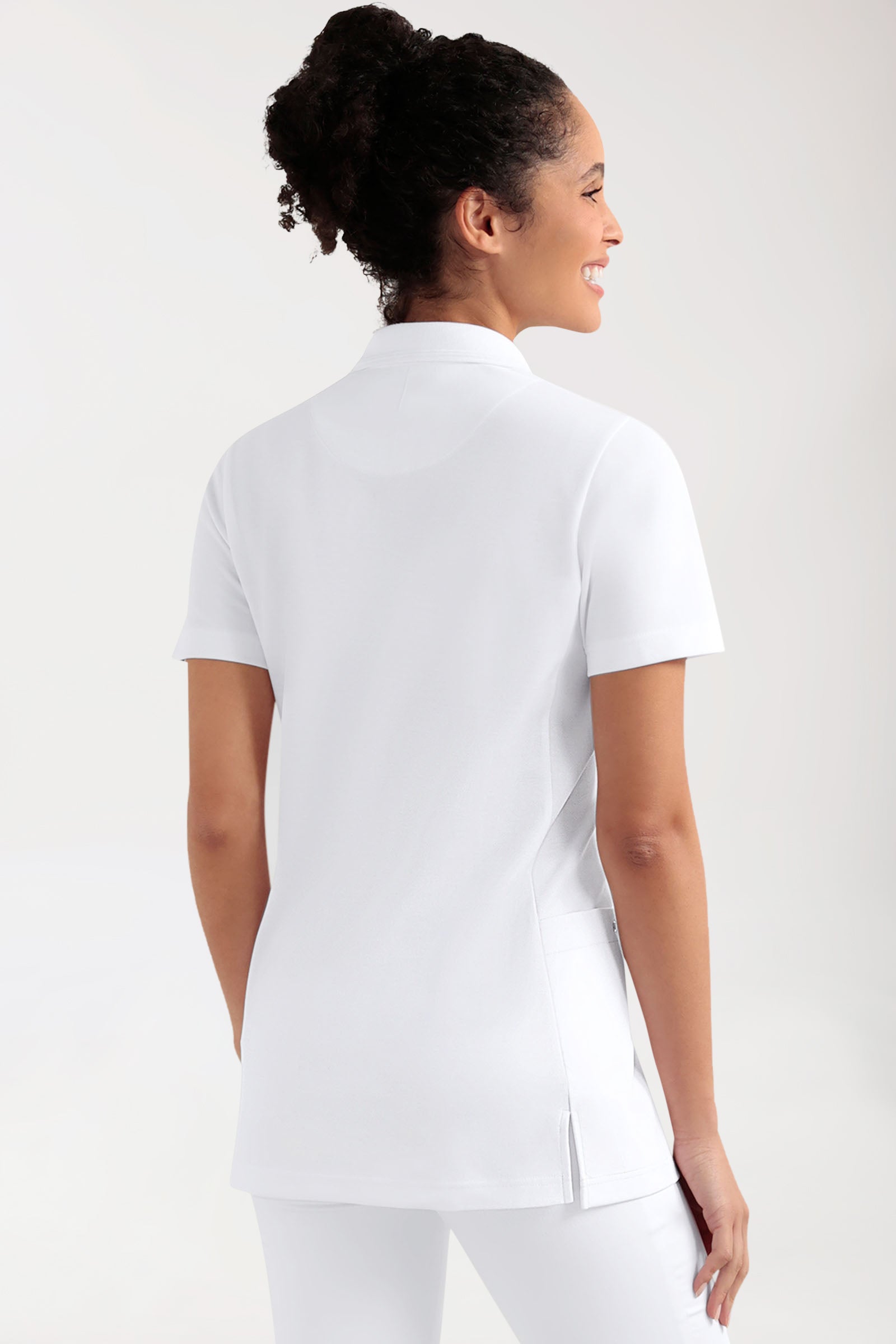 COMFY FLEX Tunique Stretch Femme - Col polo blanc, Vue de dos