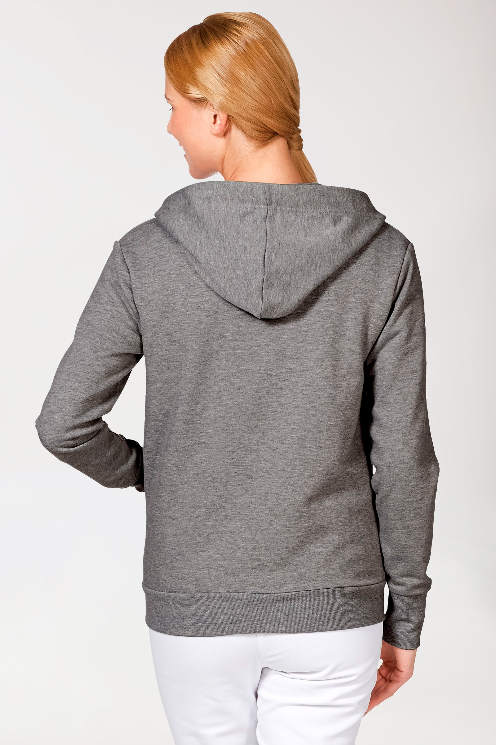 Veste en Sweat Femme - à capuche gris chiné