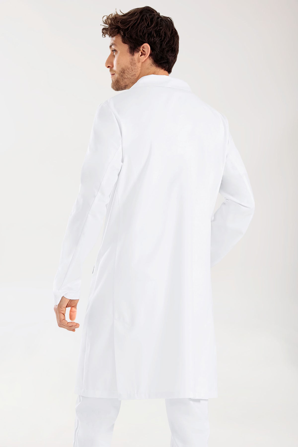 Blouse blanche Homme - Col à revers - Patte de boutons-pression blanc