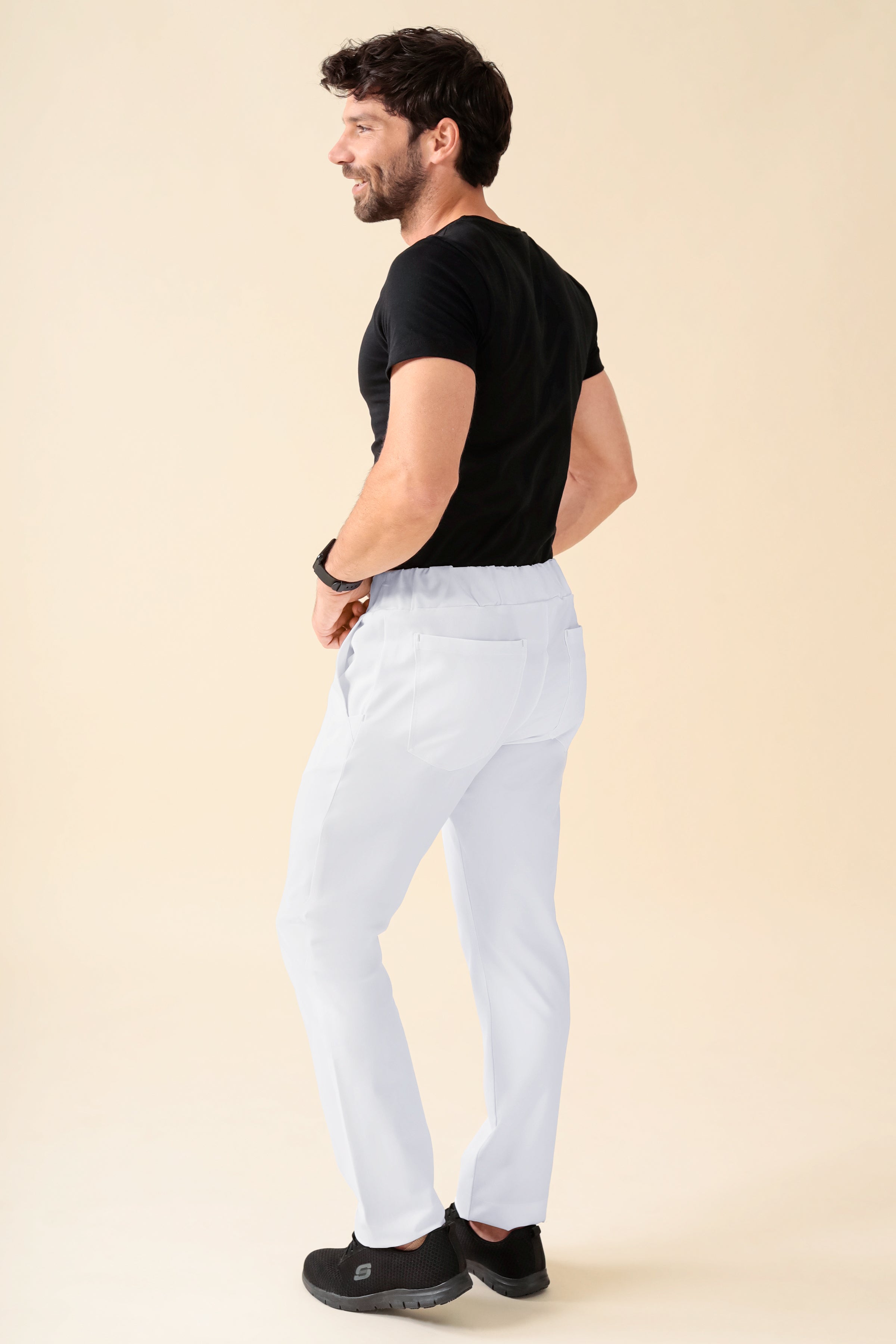 KAERE Pantalon Homme - Taille courte et sans poches cargo blanc