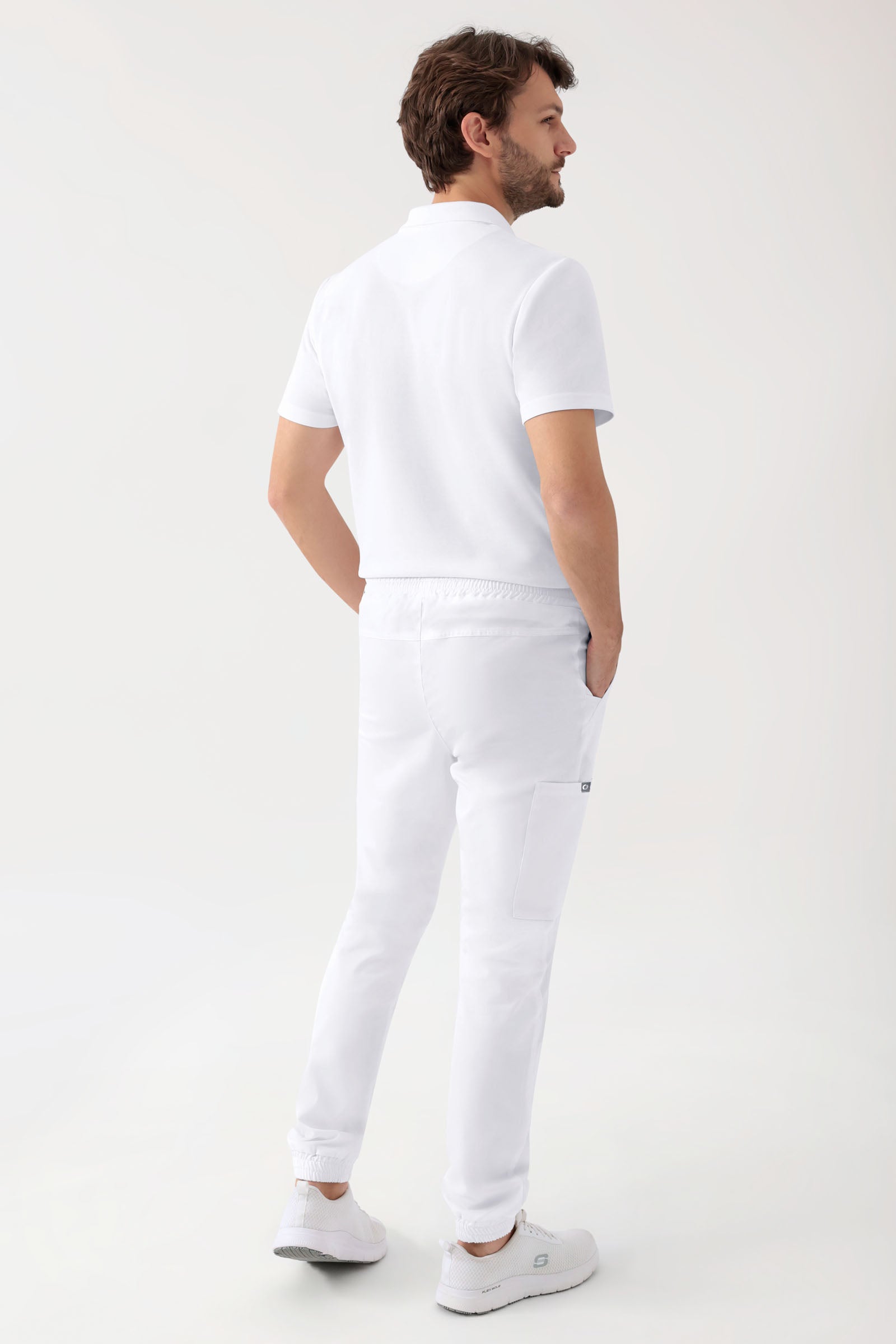 GREEN Pantalon Stretch Homme - Style Jogpant blanc