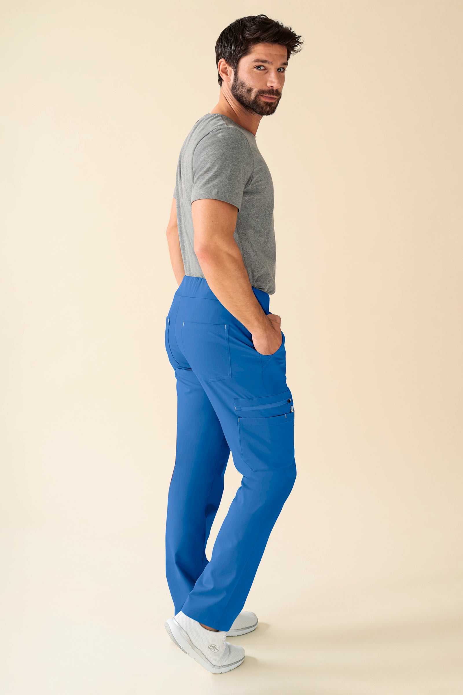 KAERE Pantalon Homme - avec poches cargo Taille courte bleu, Vue de dos