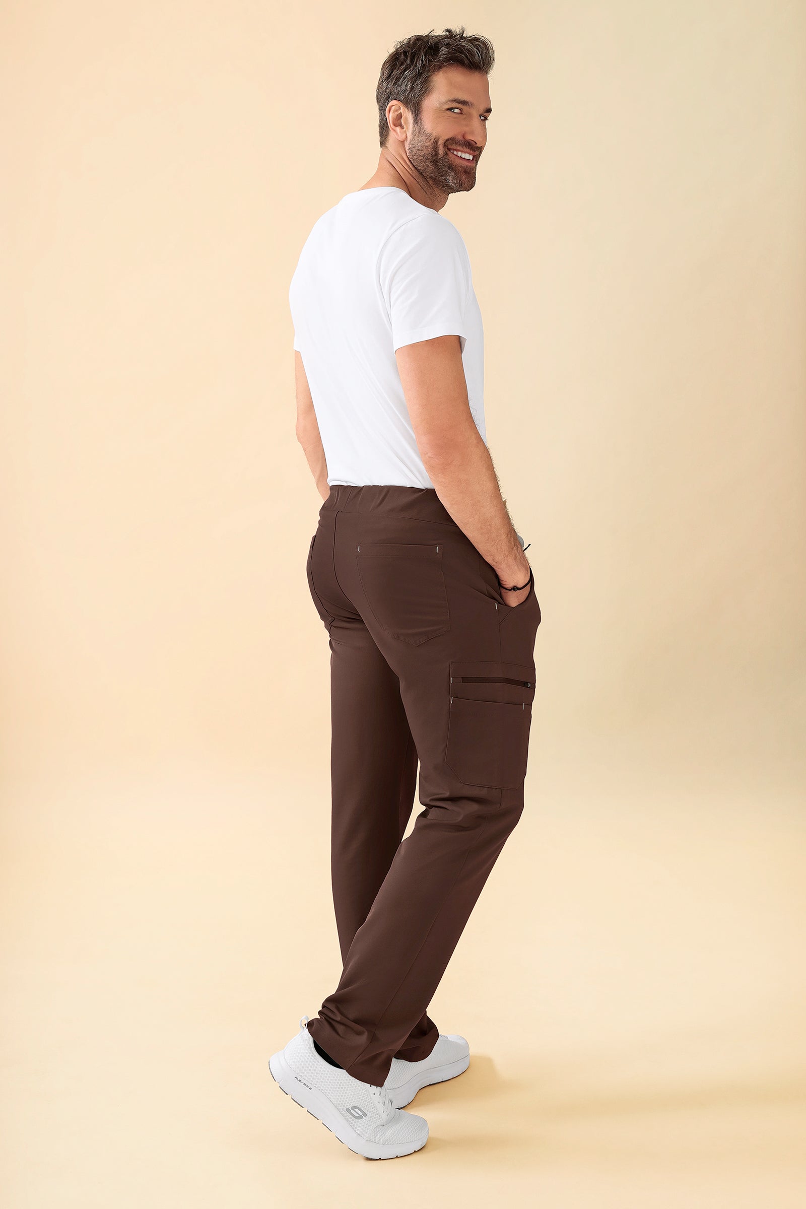 KAERE Pantalon Homme - avec poches cargo coffee