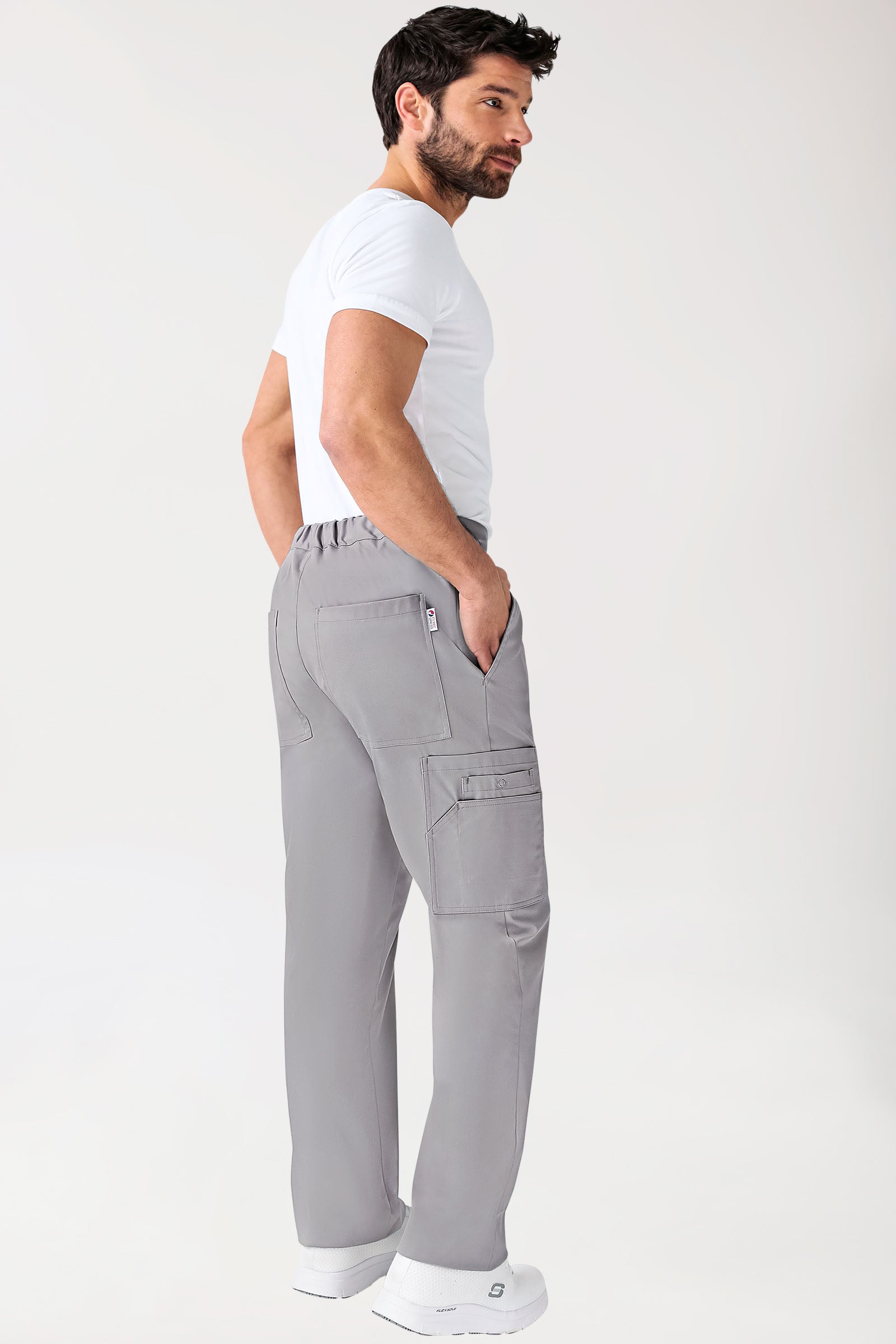 CLINIC STRETCH Pantalon mixte - Poche sur la jambe Taille courte gris