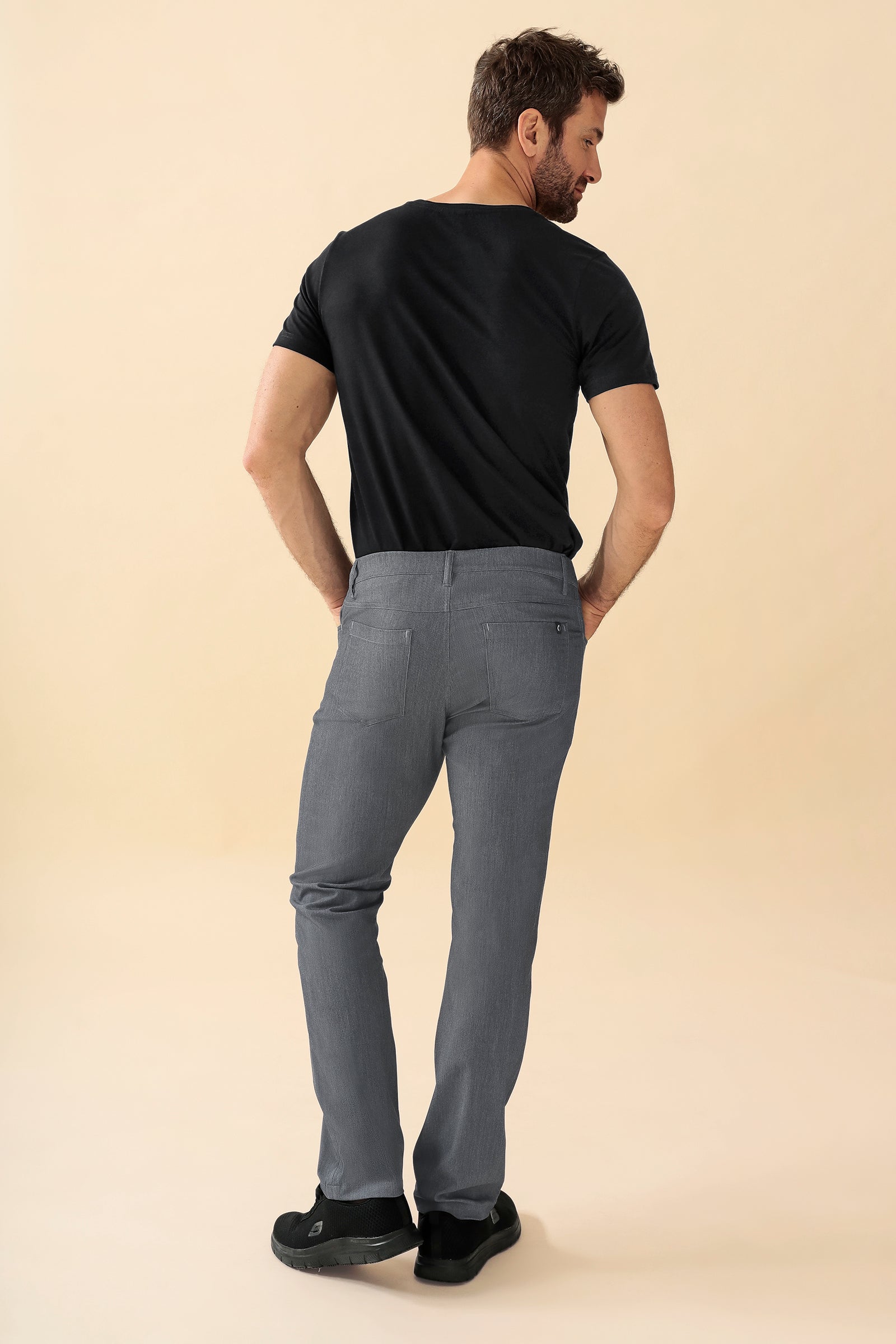 KAERE Pantalon Homme - 5 poches gris chiné
