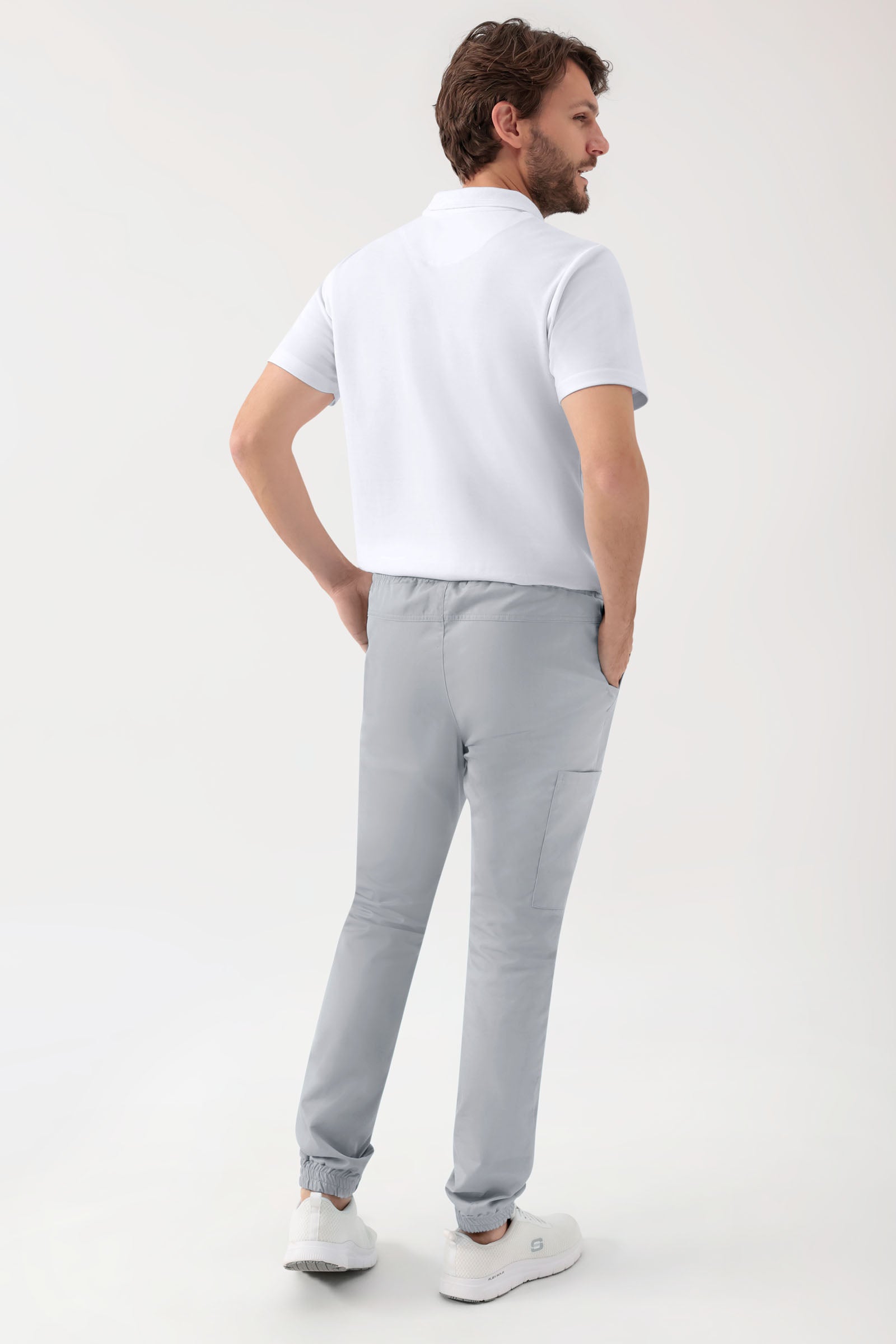 GREEN Pantalon Stretch Homme - Style Jogpant gris perle