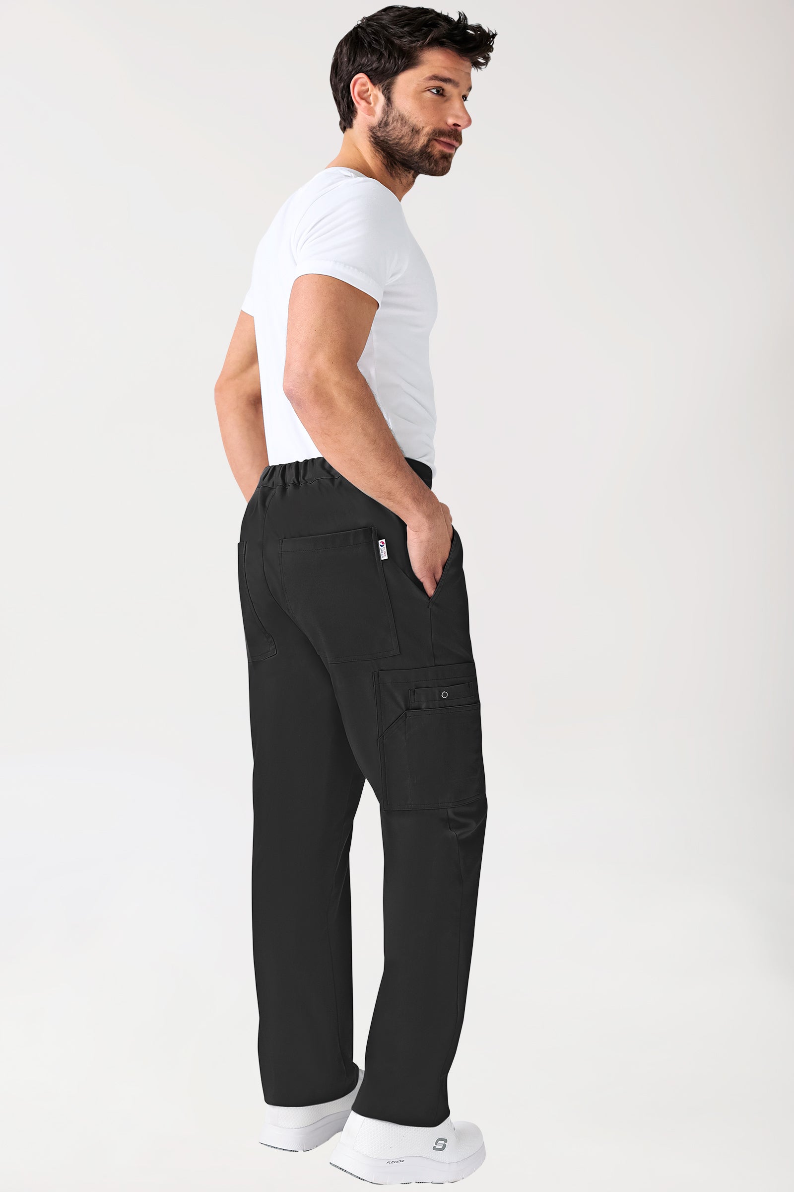 CLINIC STRETCH Pantalon mixte - Poche sur la jambe Taille courte noir