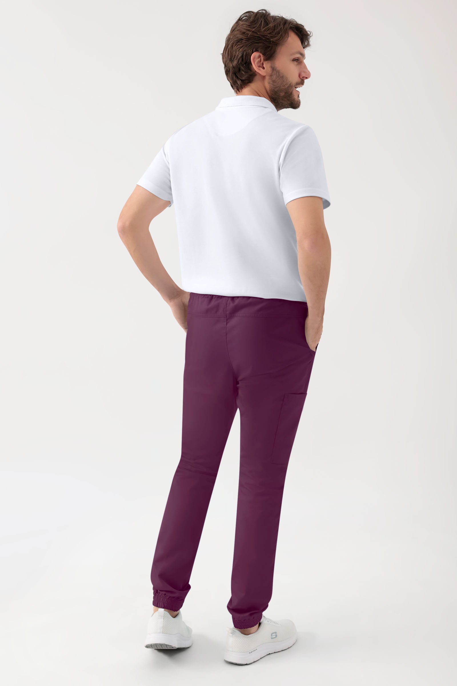 GREEN Pantalon Stretch Homme - Style Jogpant prune, Vue de dos