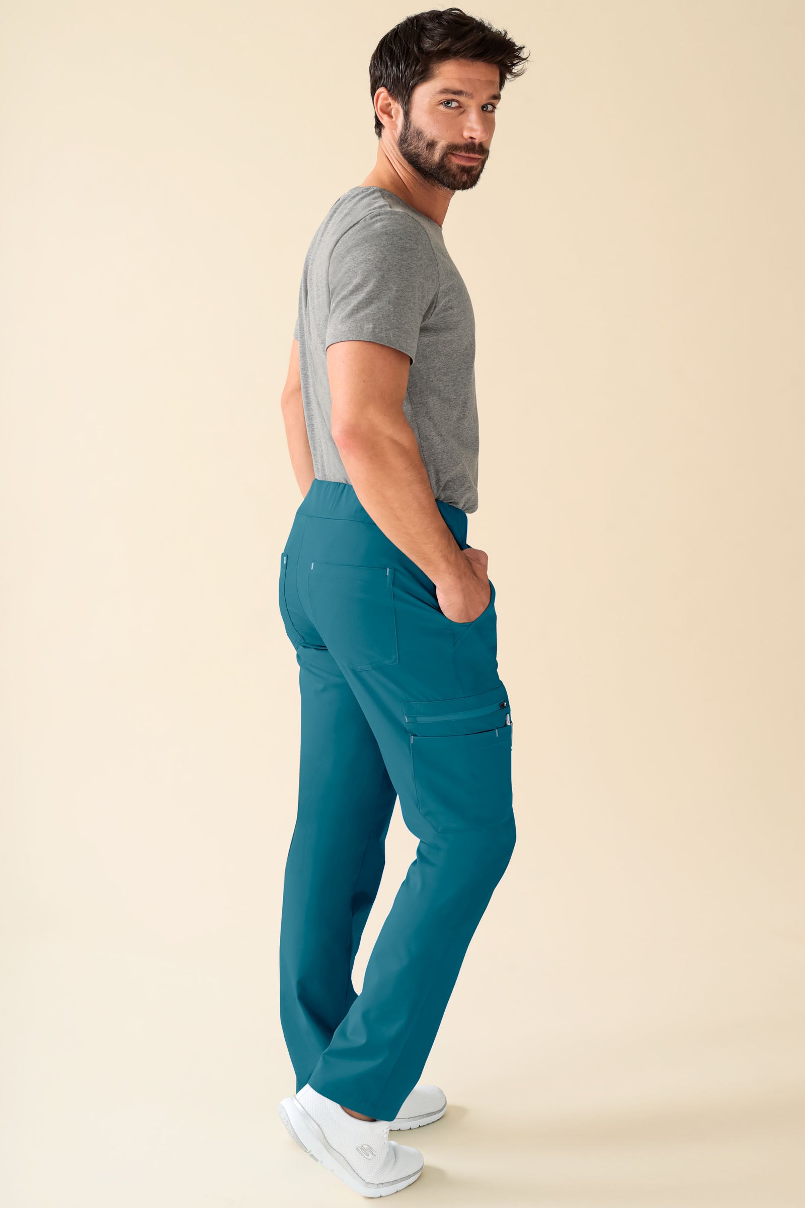 KAERE Pantalon Homme - avec poches cargo Taille courte pétrole