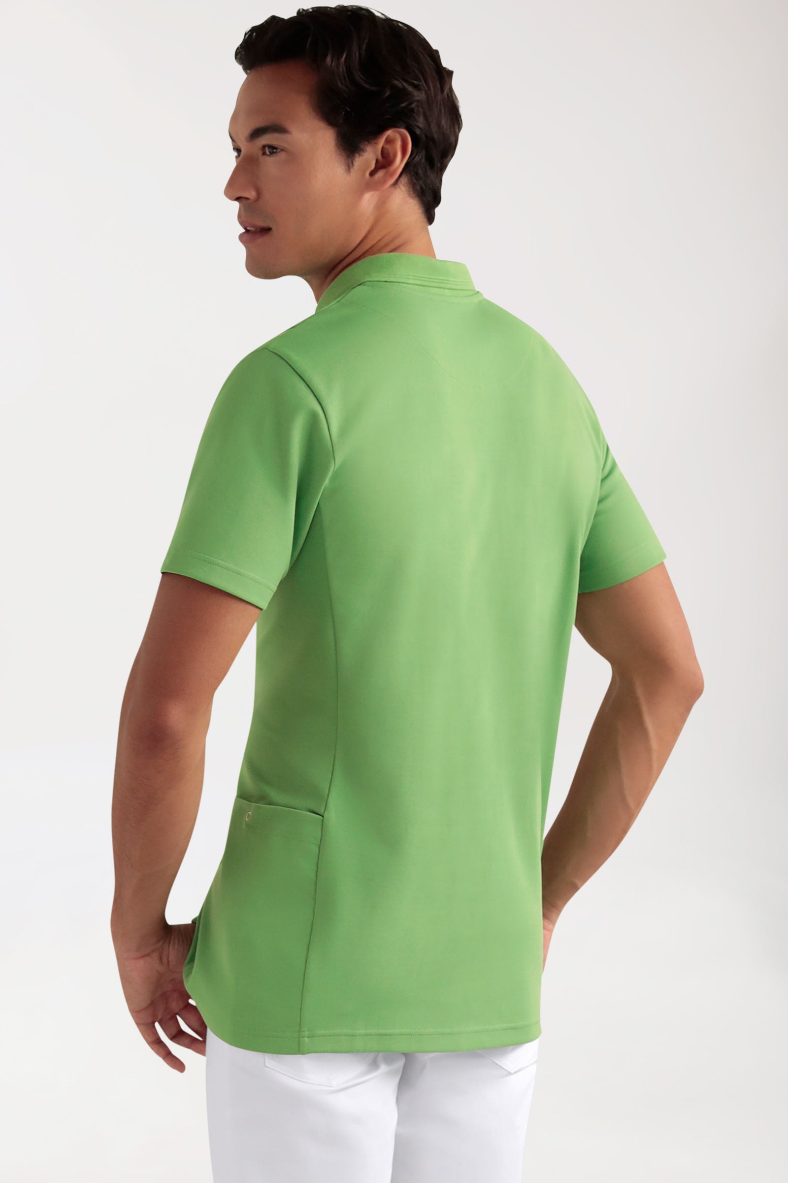 COMFY FLEX Tunique Stretch Homme - Col polo vert pomme, Vue de dos