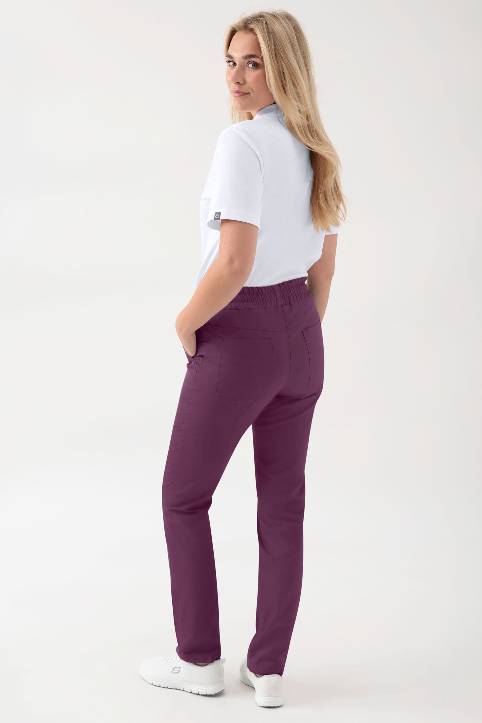 GREEN Pantalon Stretch mixte - Ceinture élastiquée prune