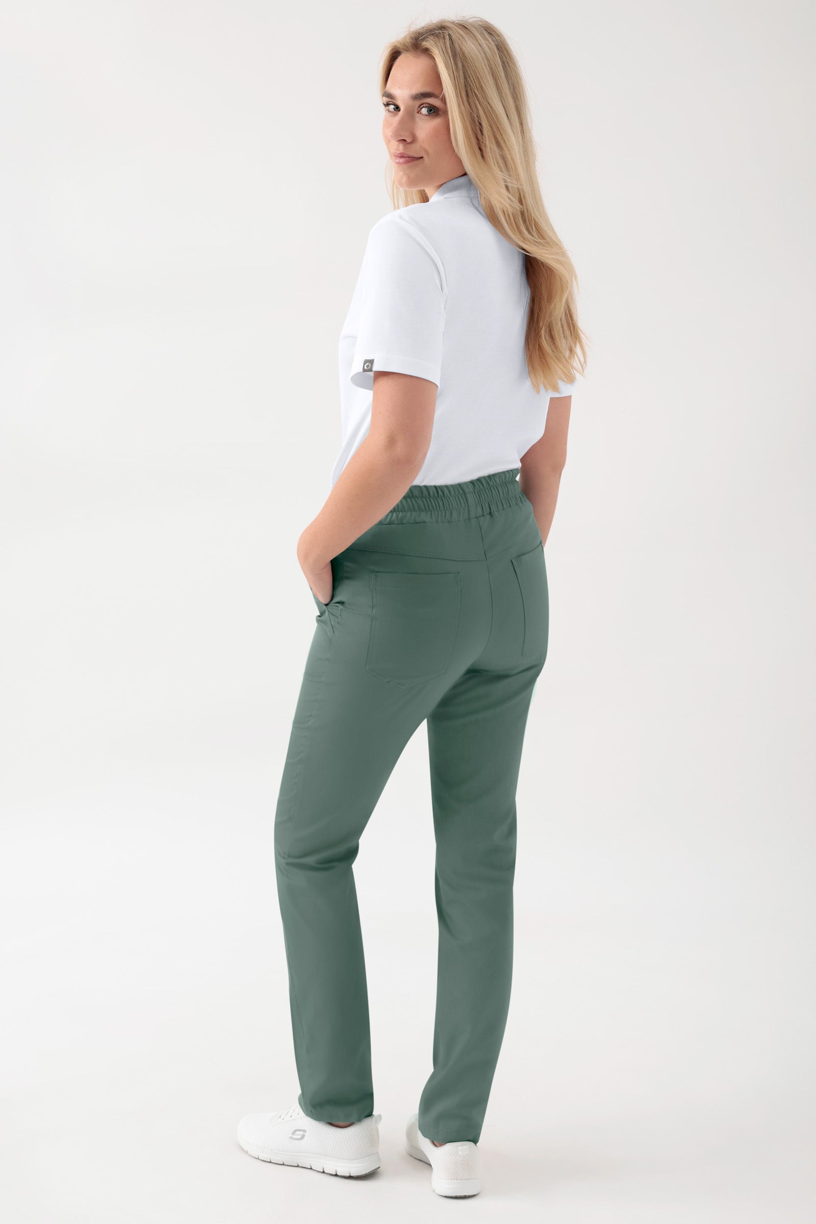 GREEN Pantalon Stretch mixte - Ceinture élastiquée vert foncé