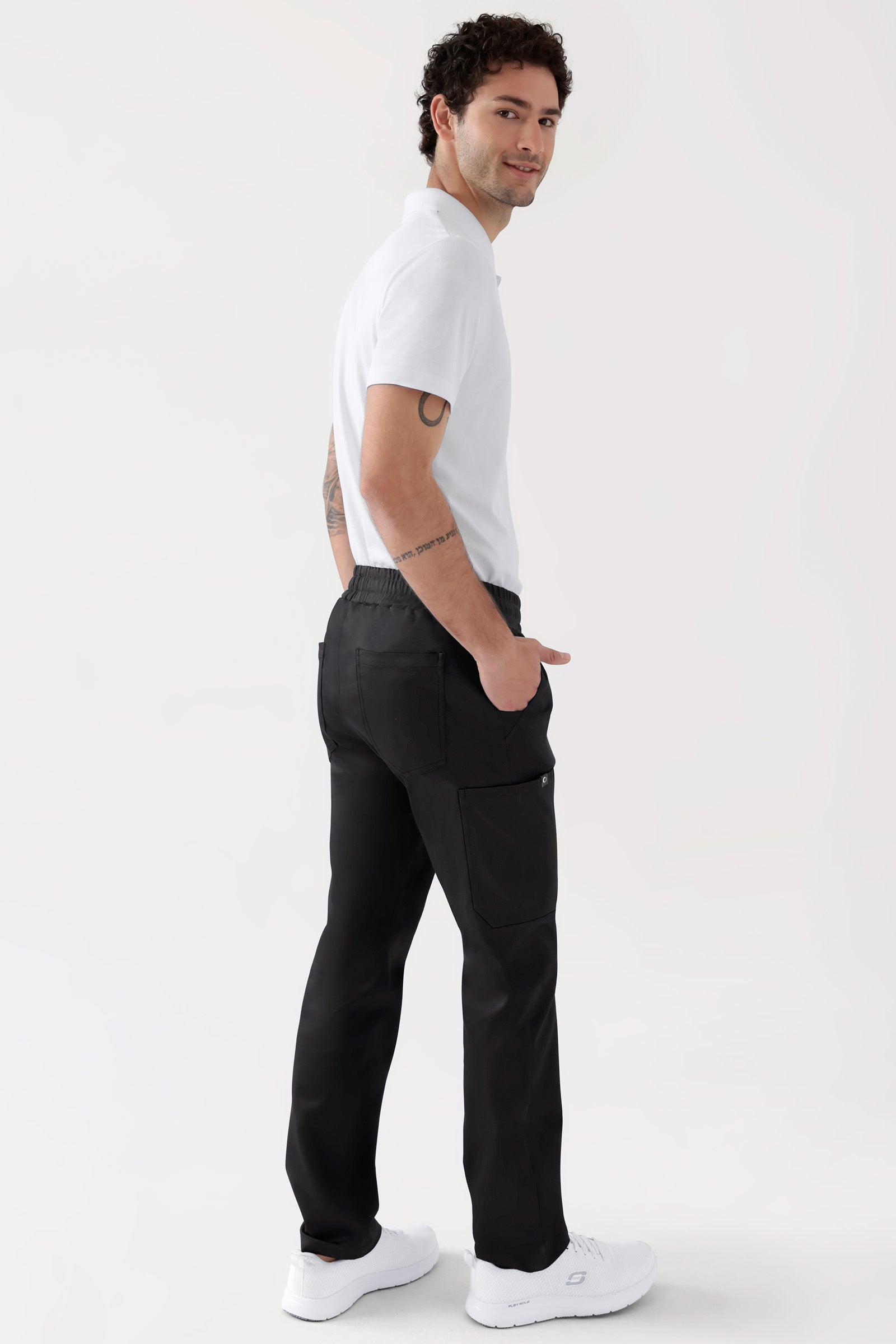 COMFY FLEX Pantalon Stretch mixte - 1/1 longueur noir, Vue de dos Le mannequin mesure 188 cm et porte la taille M
