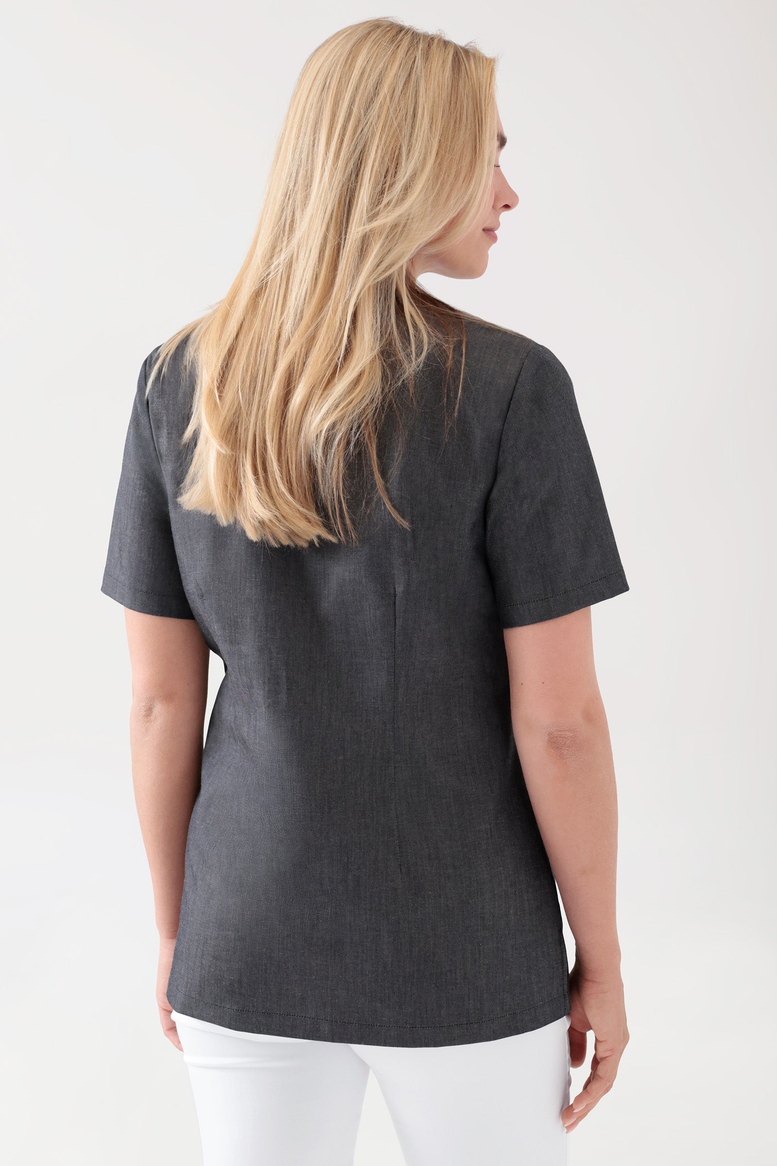 Tunique Stretch Femme - Décolleté V jeans noir, Vue de dos