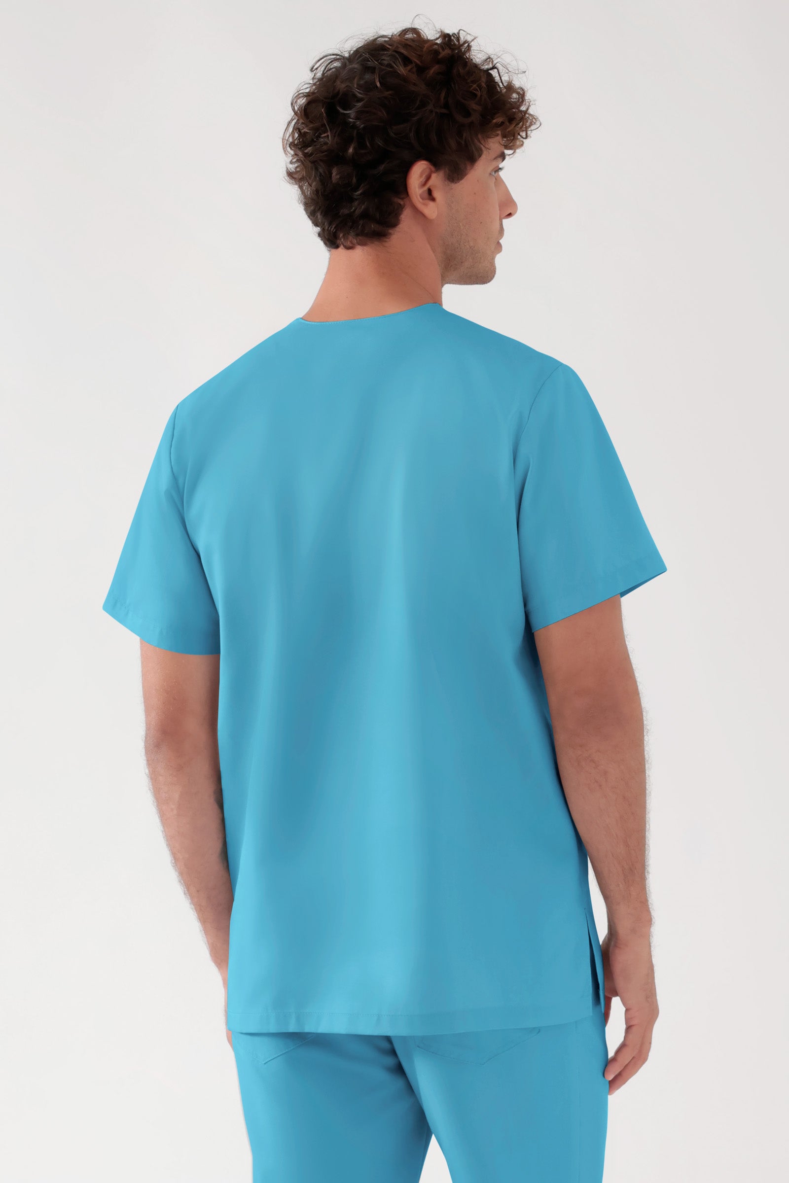 TENCEL™ Tunique Homme - Col V turquoise foncé, Vue de dos