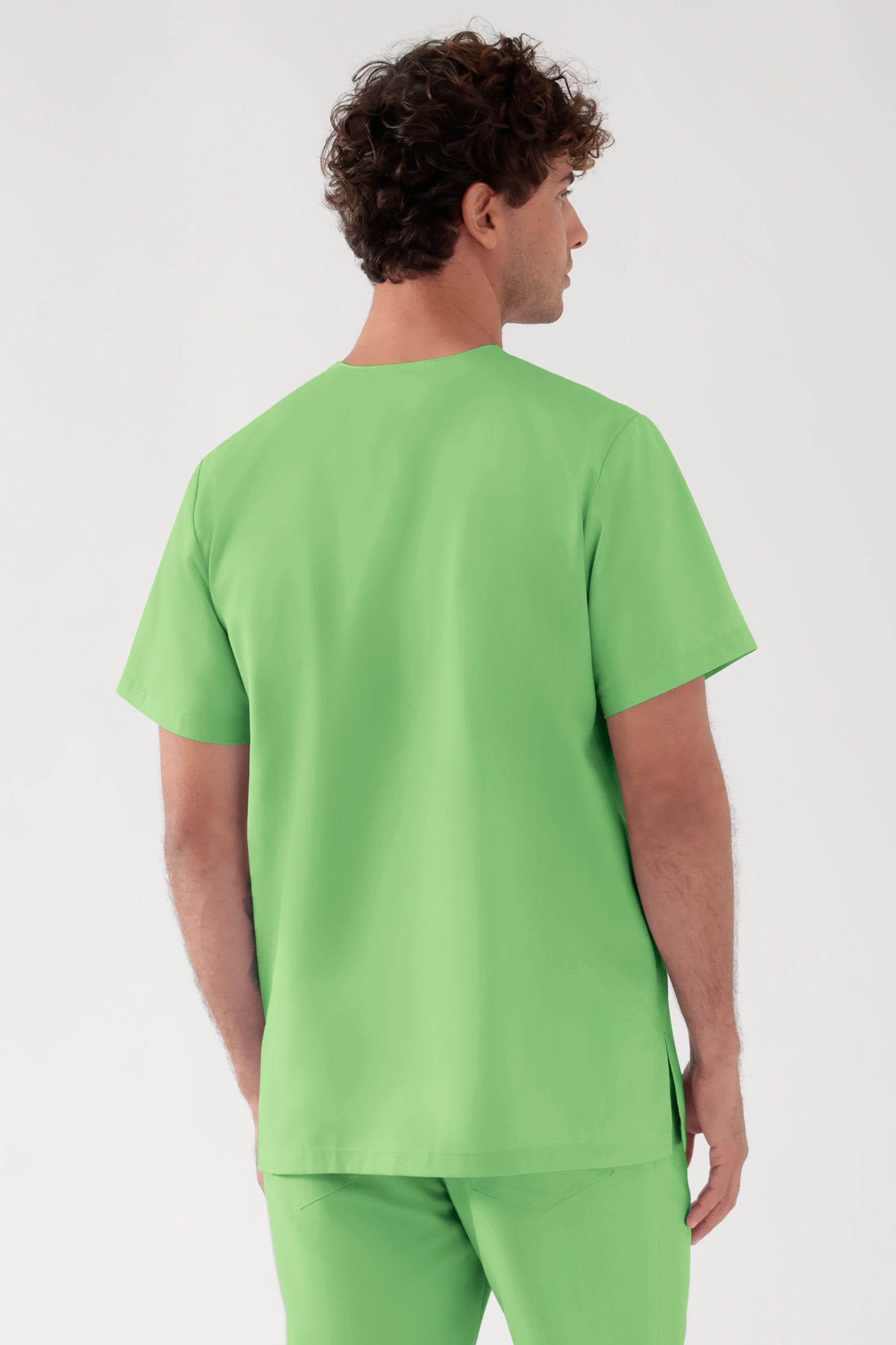 TENCEL™ Tunique Homme - Col V vert pomme, Vue de dos