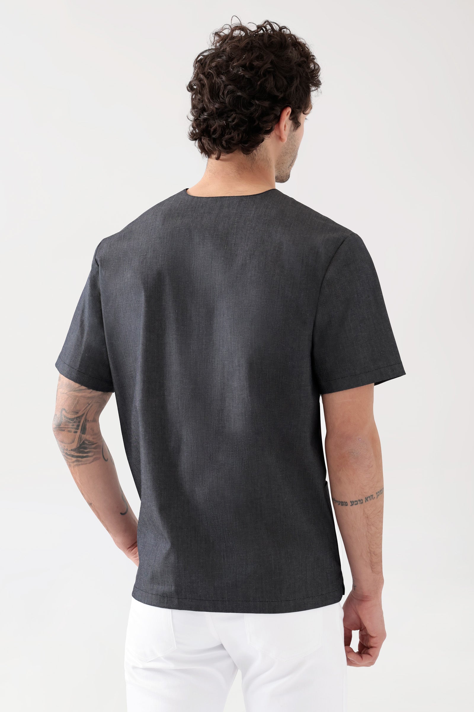 Tunique Stretch mixte - Décolleté V jeans noir, Vue de dos