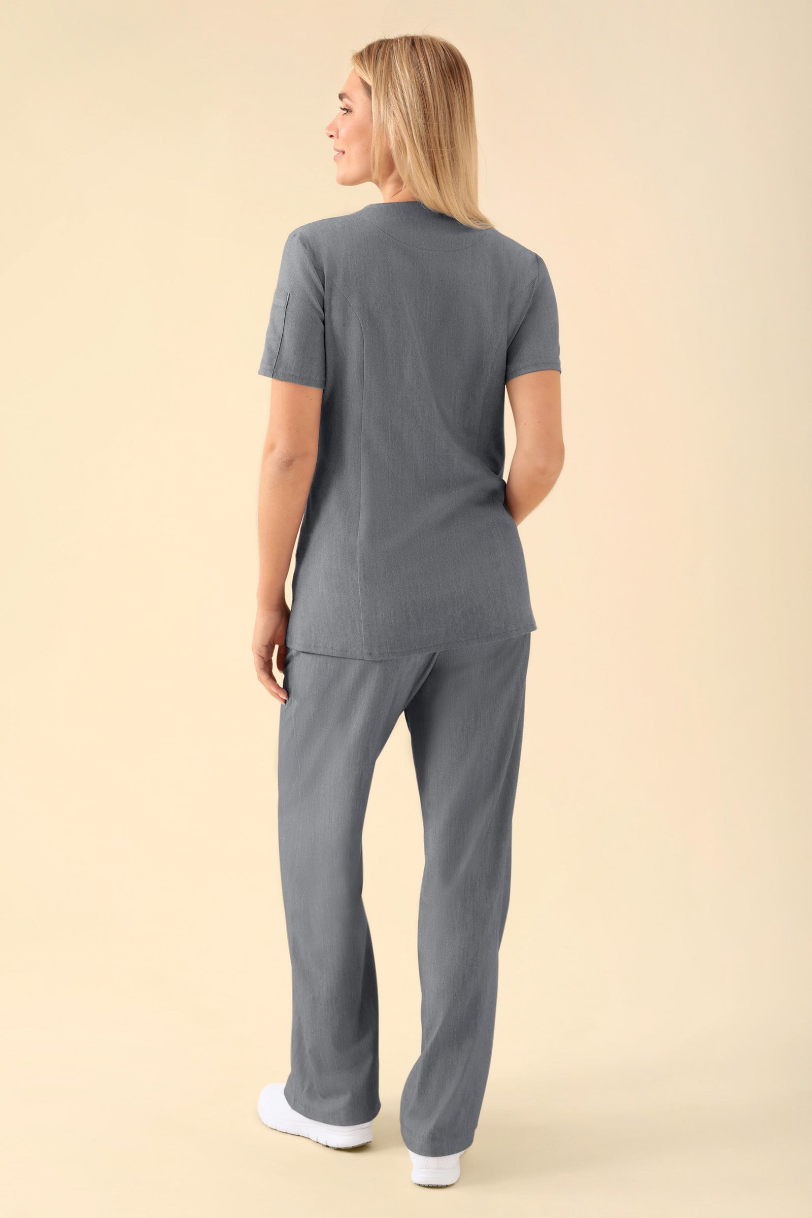 KAERE Blouse Femme - Patte de boutonnage gris foncé chiné