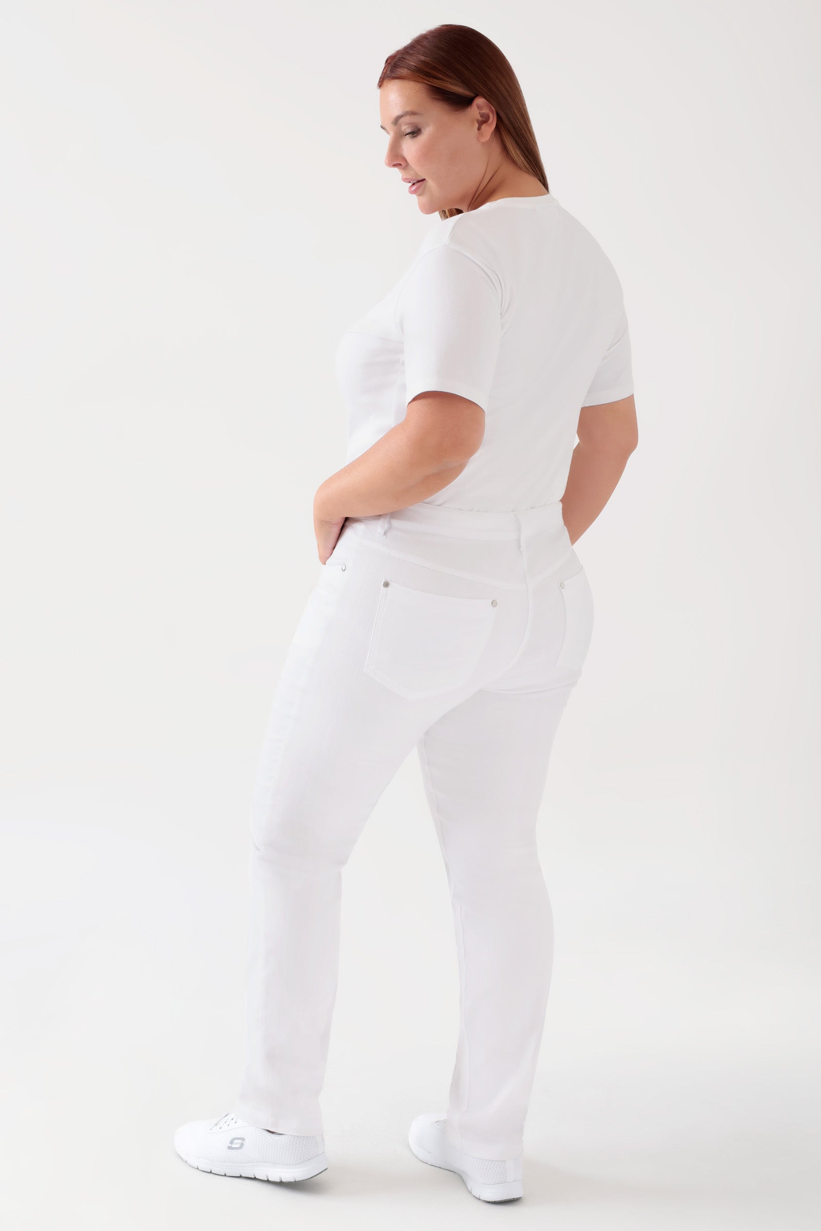 Pantalon 5 poches Femme - look jean blanc, Vue de dos