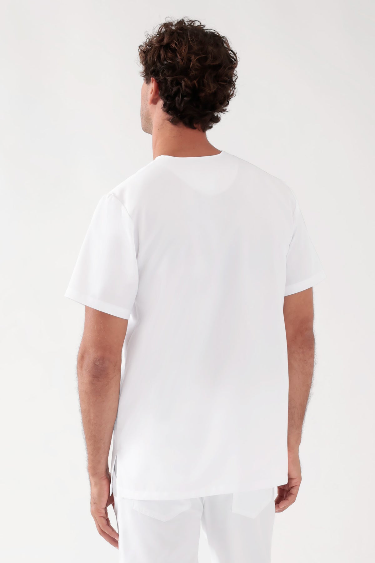 TENCEL™ Tunique Homme - Col V blanc, Vue de dos
