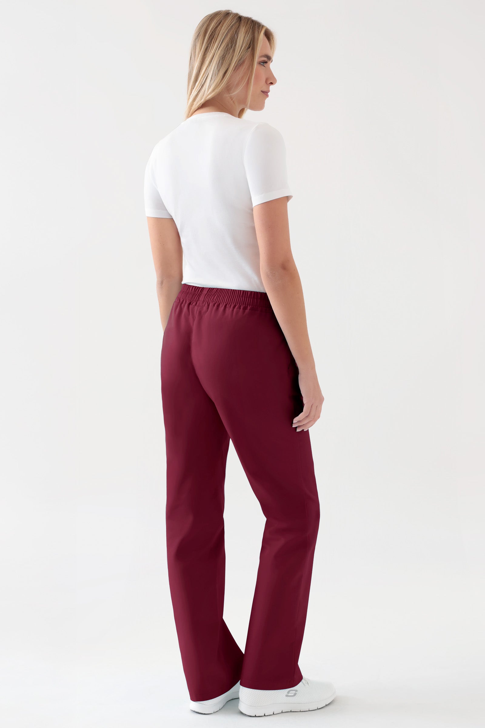 JUST STRONG Pantalon Femme - Ceinture élastiquée bordeaux, Vue de dos