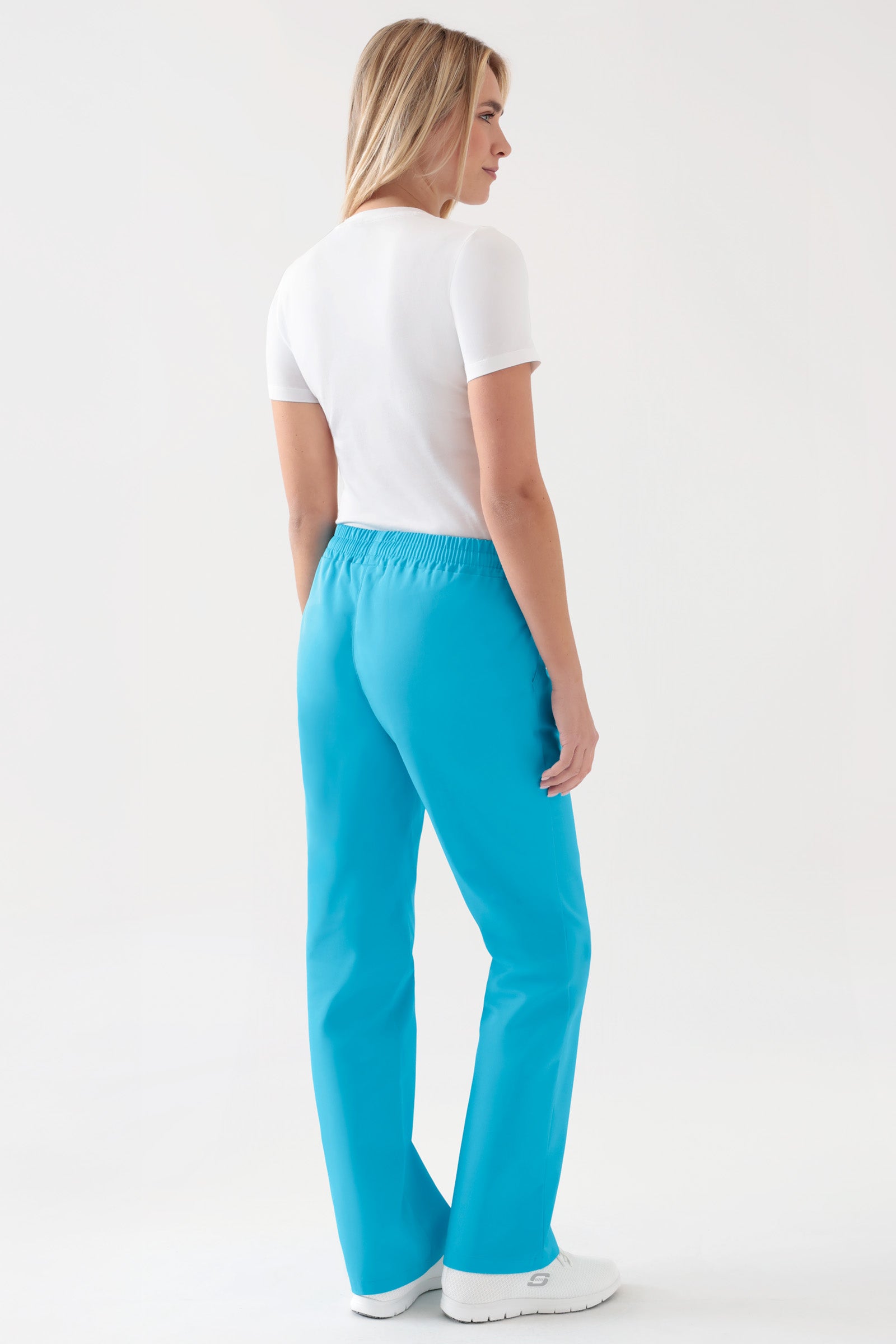 JUST STRONG Pantalon Femme - Ceinture élastiquée turquoise, Vue de dos