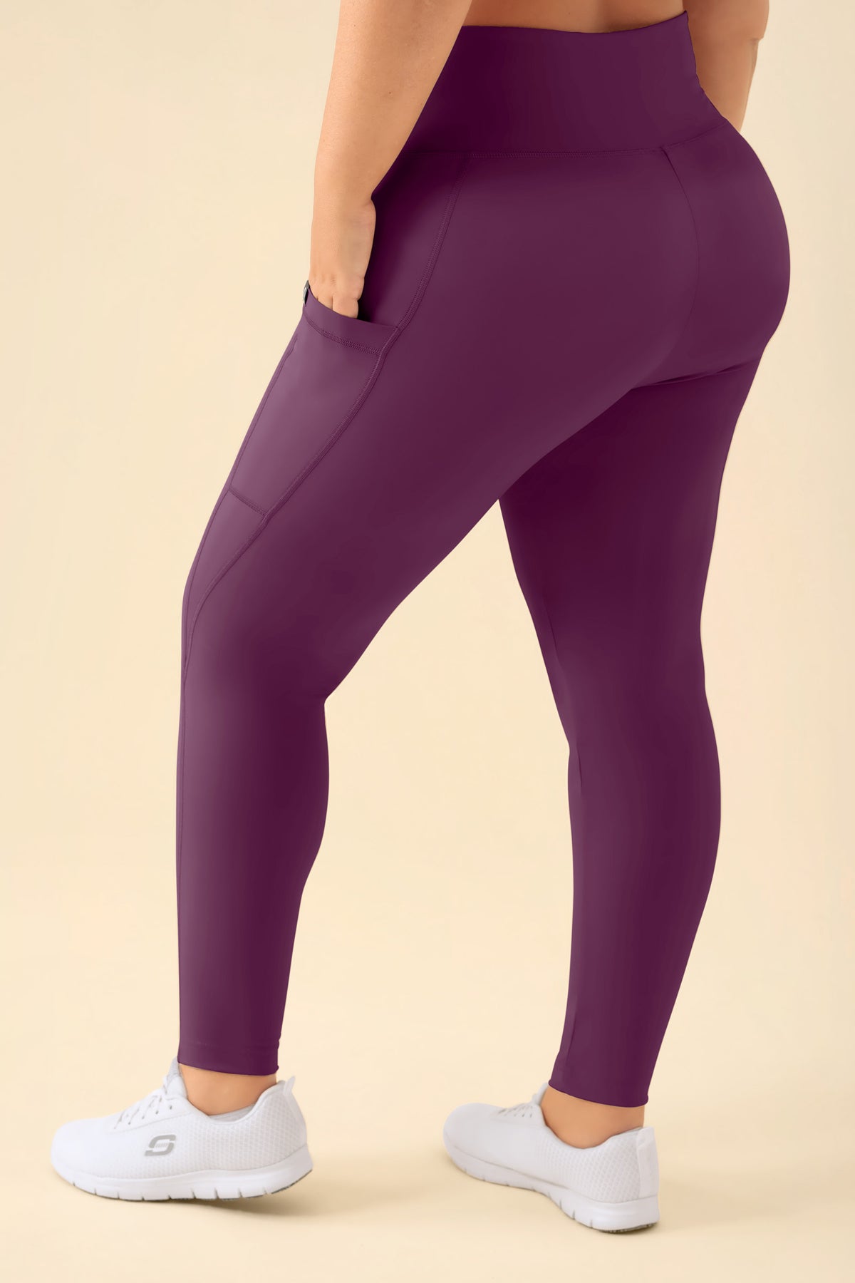KAERE Leggings Femme - super élastique prune, Vue de dos