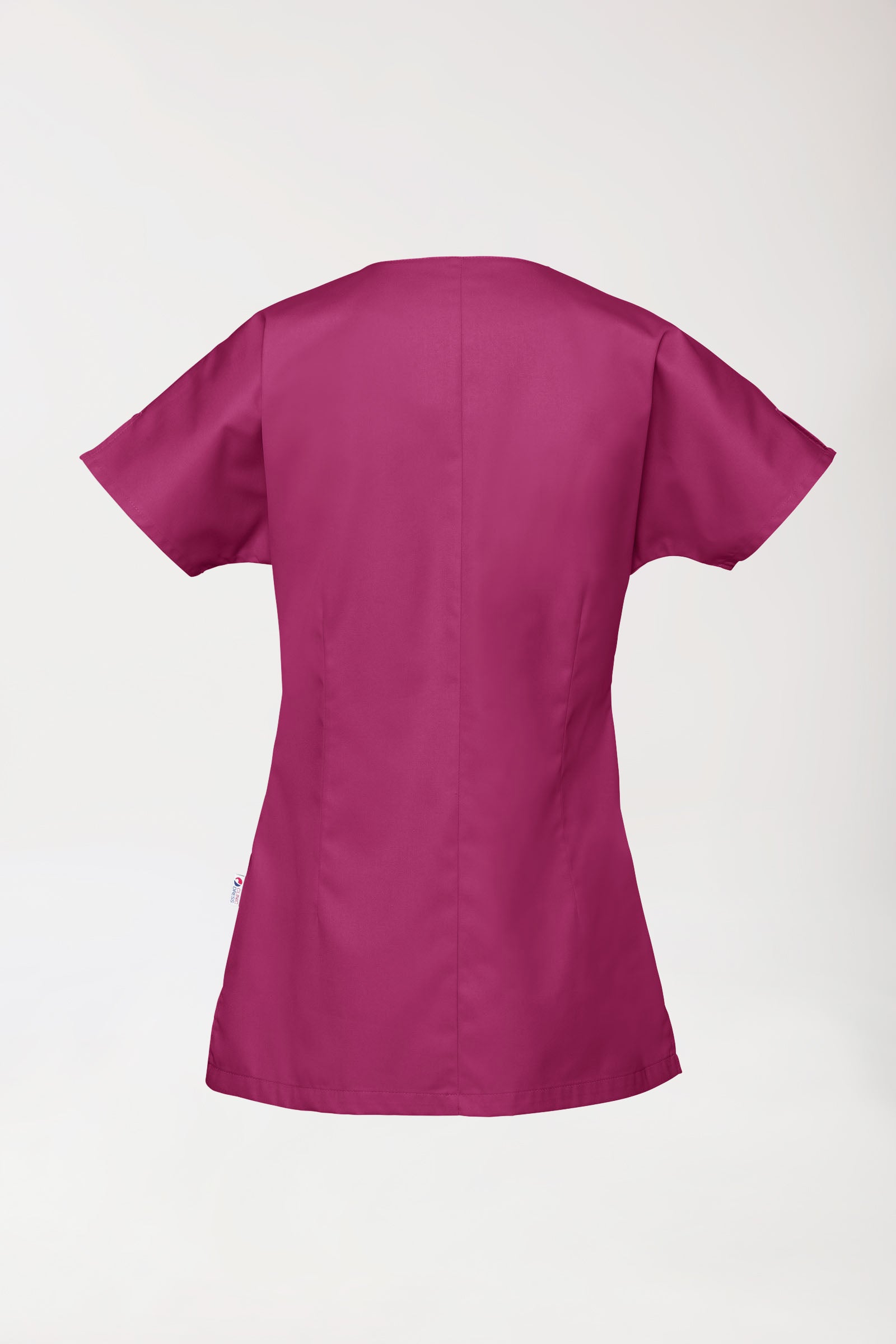 Blouse Beauté Femme - Patte pressions asymétrique berry, Vue de dos