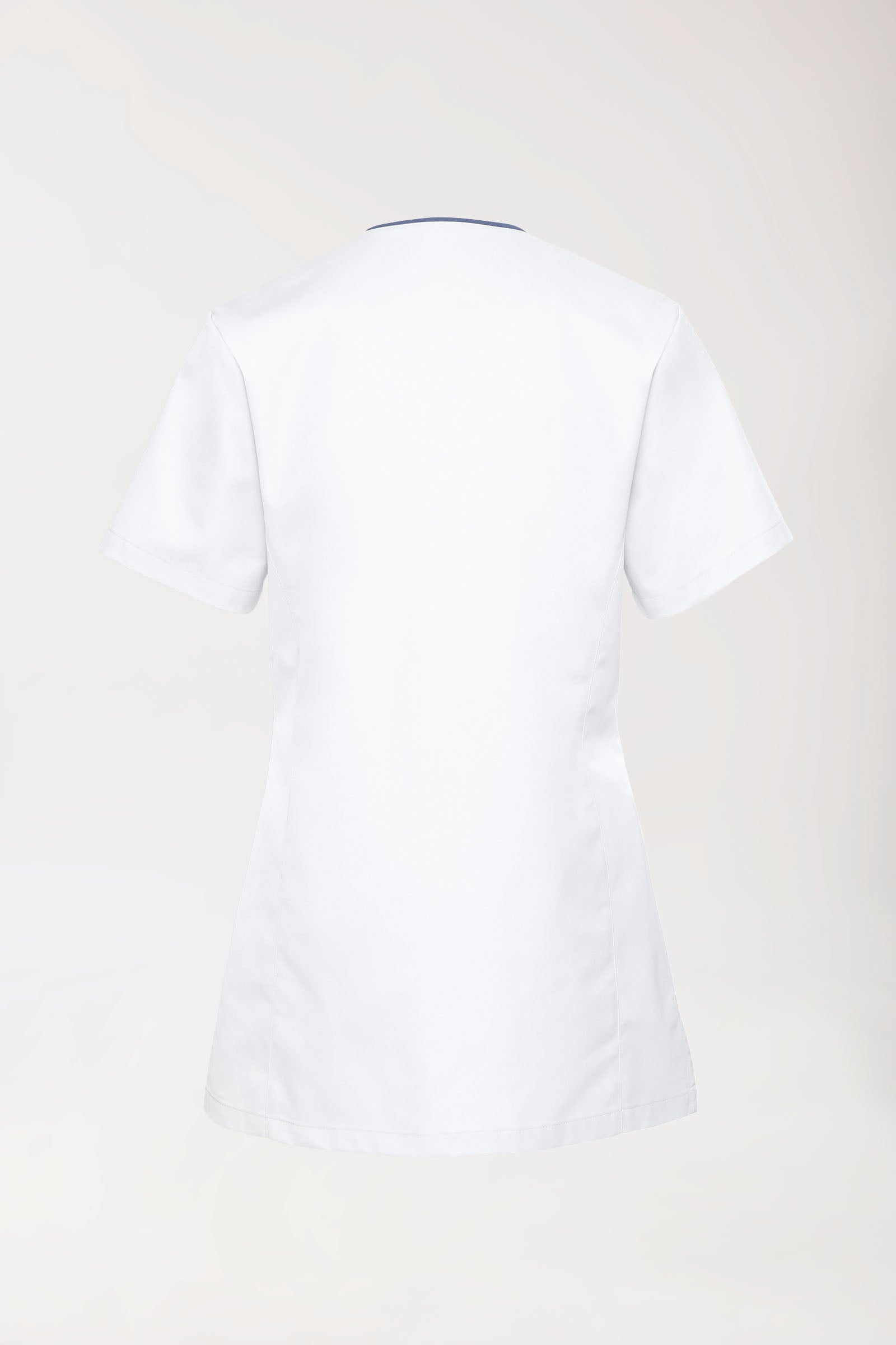 Blouse Beauté Femme - Boutonnée blanc/bleu jean, Vue de dos