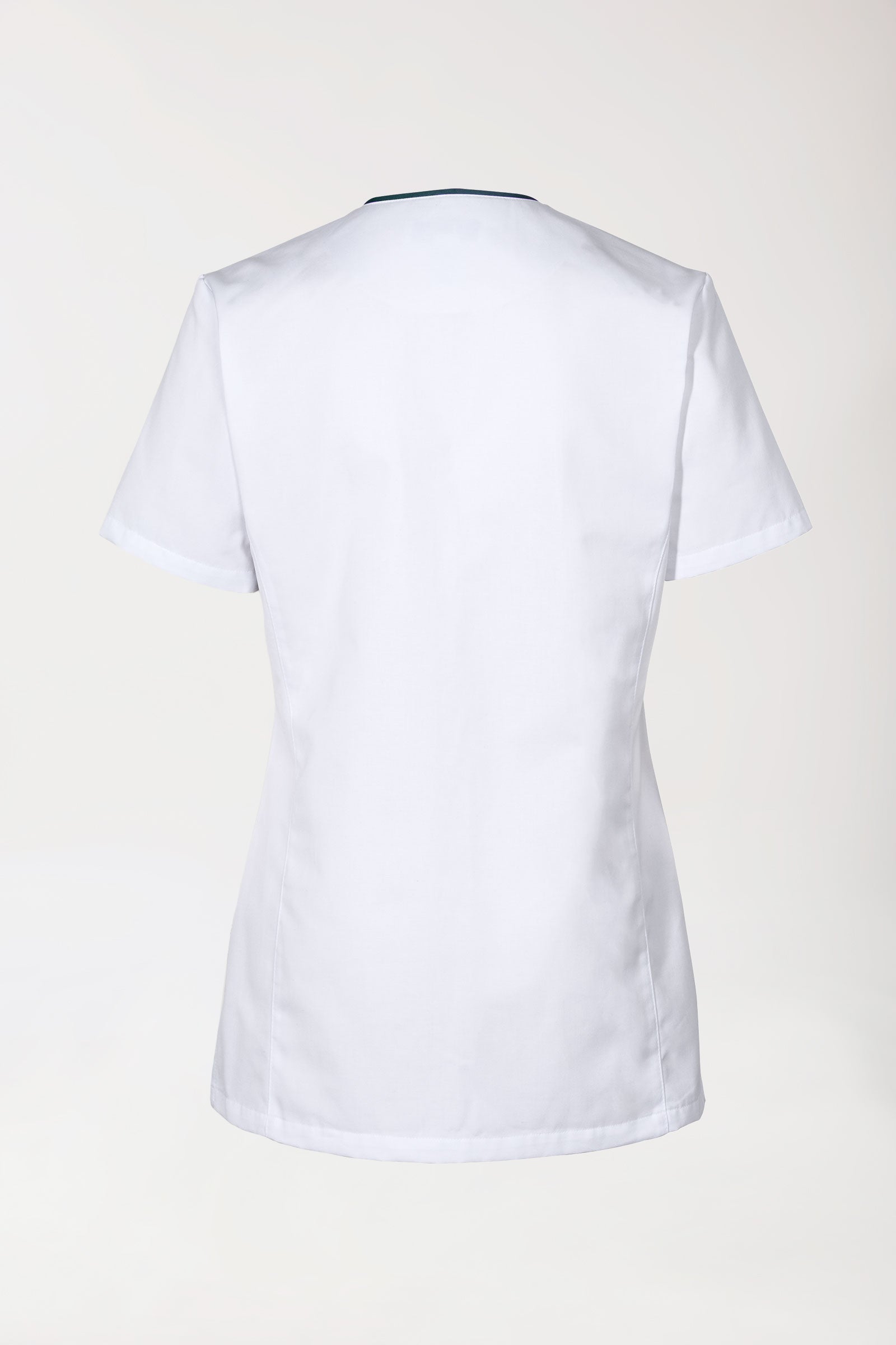 Blouse Beauté Femme - Boutonnée blanc/bleu navy