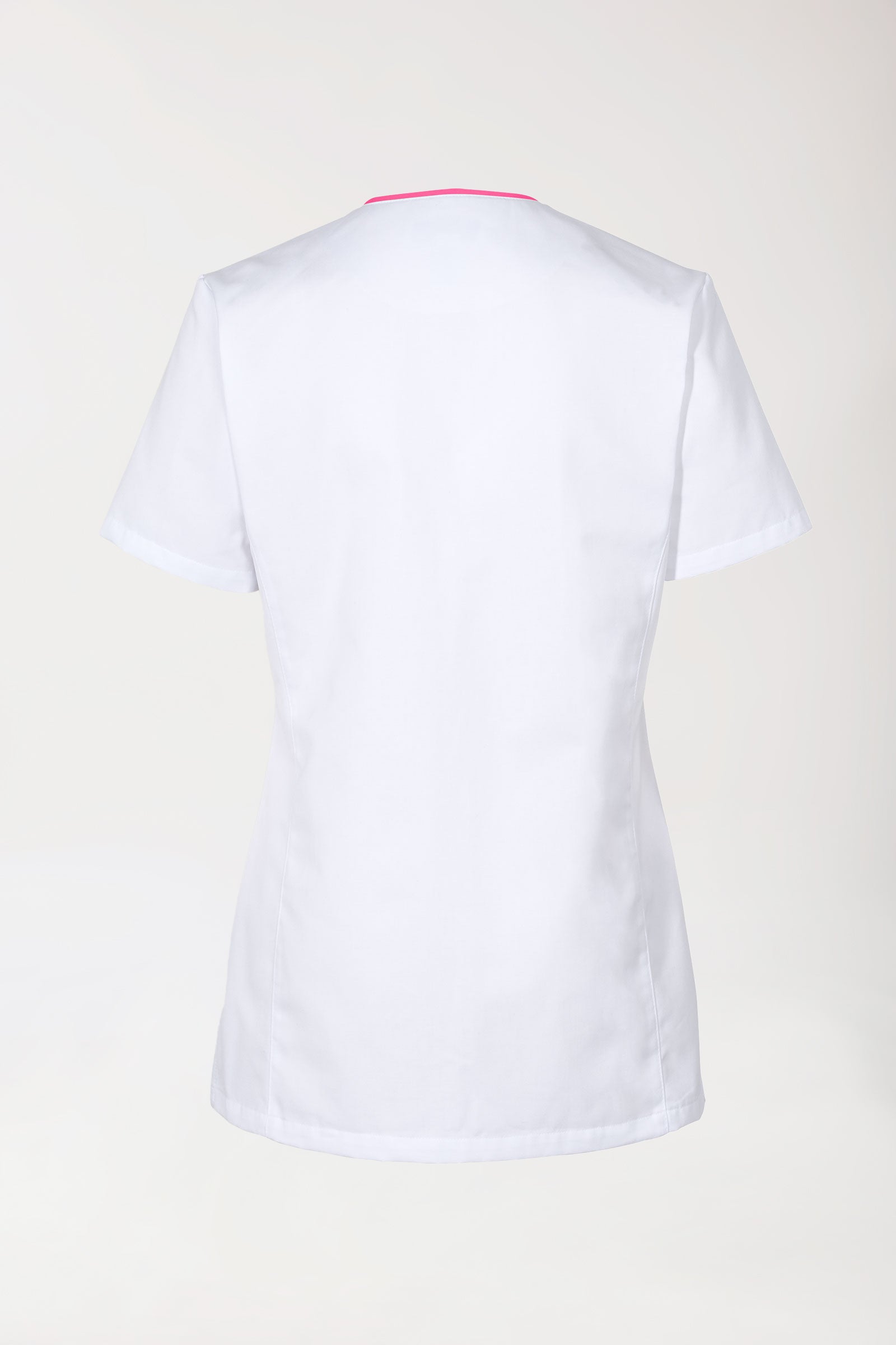 Blouse Beauté Femme - Boutonnée blanc/pink, Vue de dos