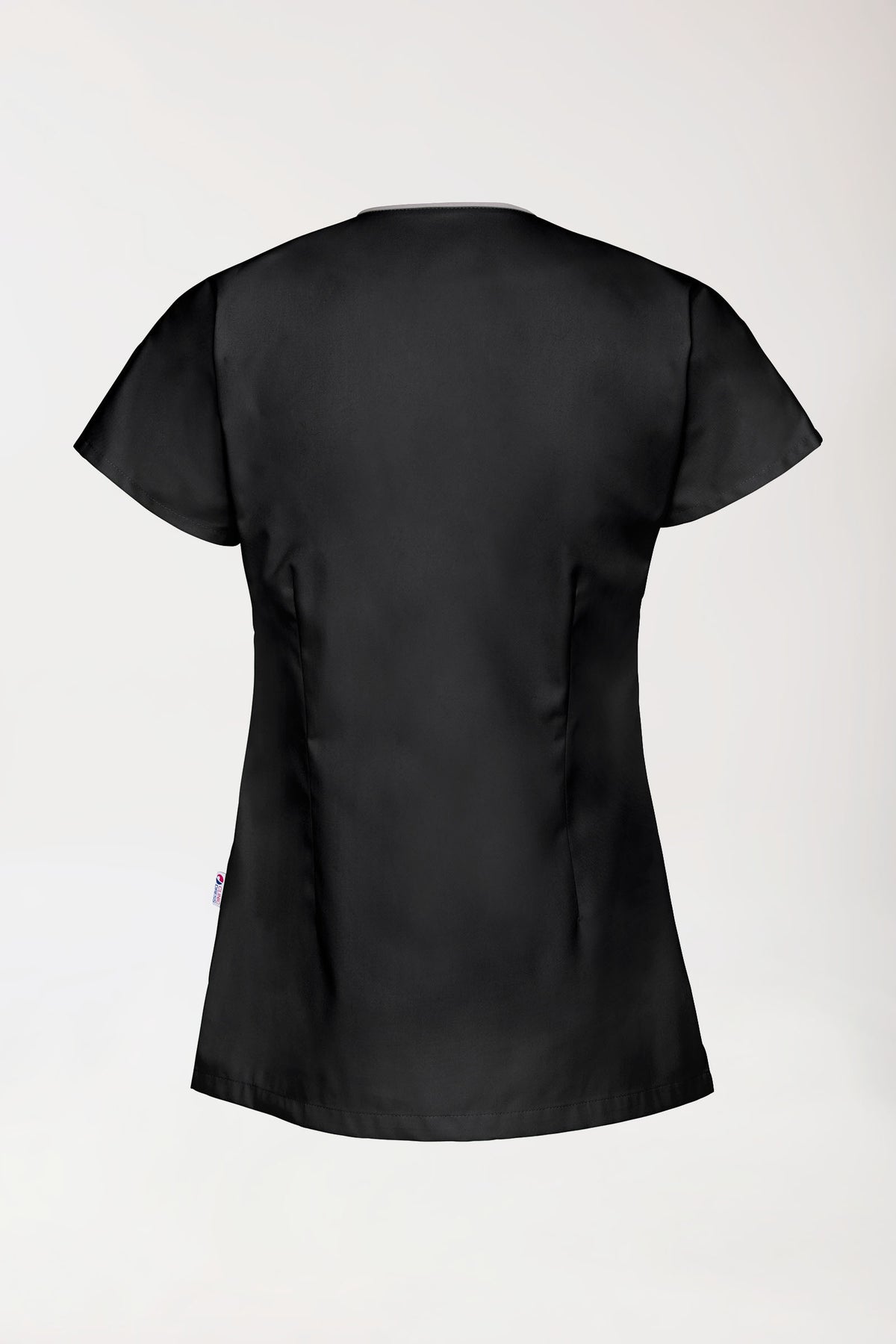 Blouse Beauté Femme - Patte pressions asymétrique noir/gris