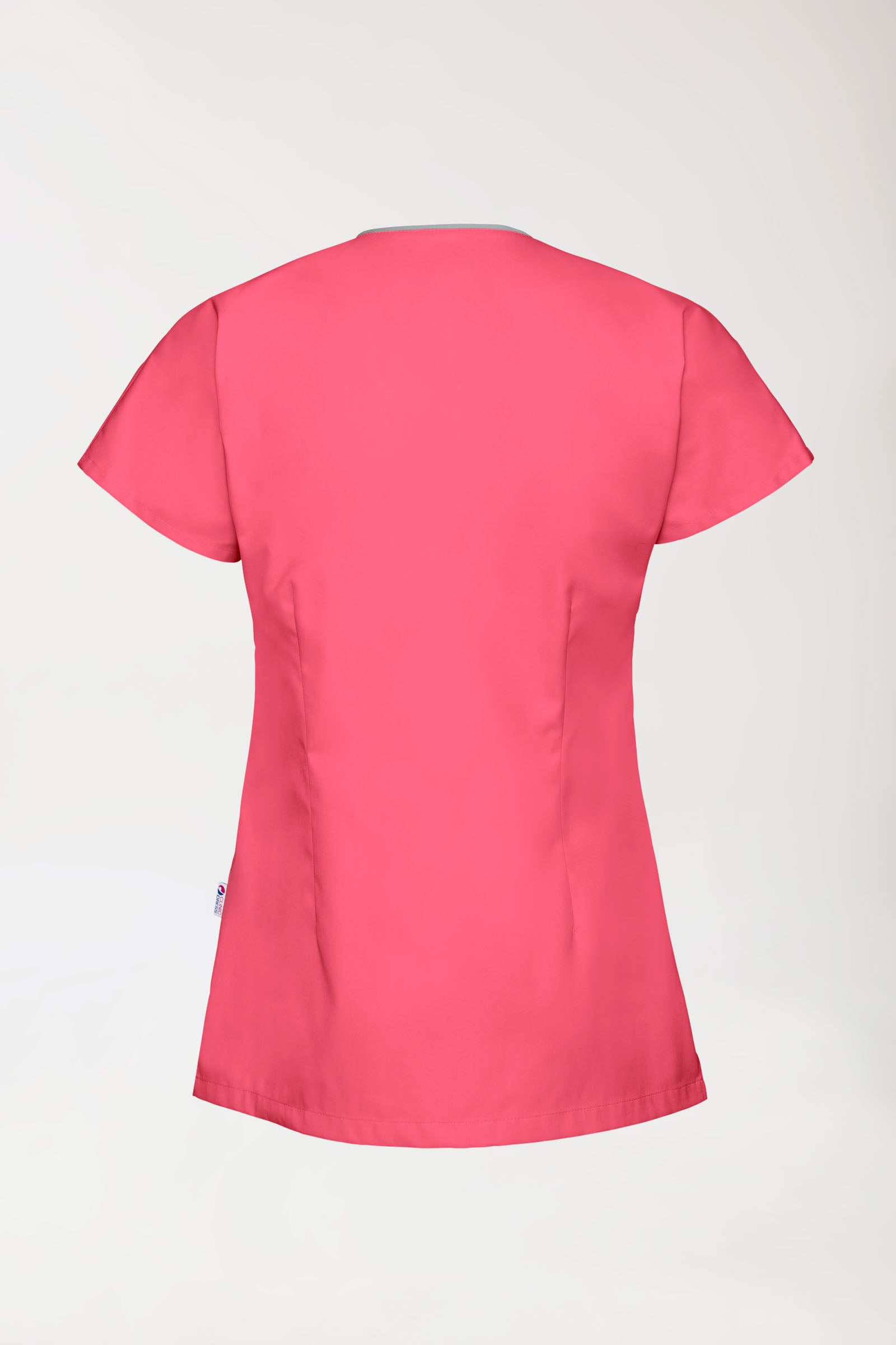 Blouse Beauté Femme - Patte pressions asymétrique rose lipstick/gris