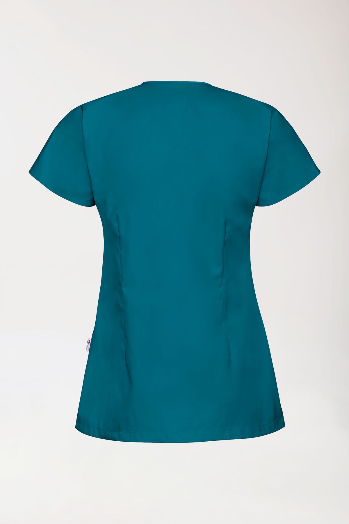 Blouse Beauté Femme - Patte pressions asymétrique vert pétrole/gris
