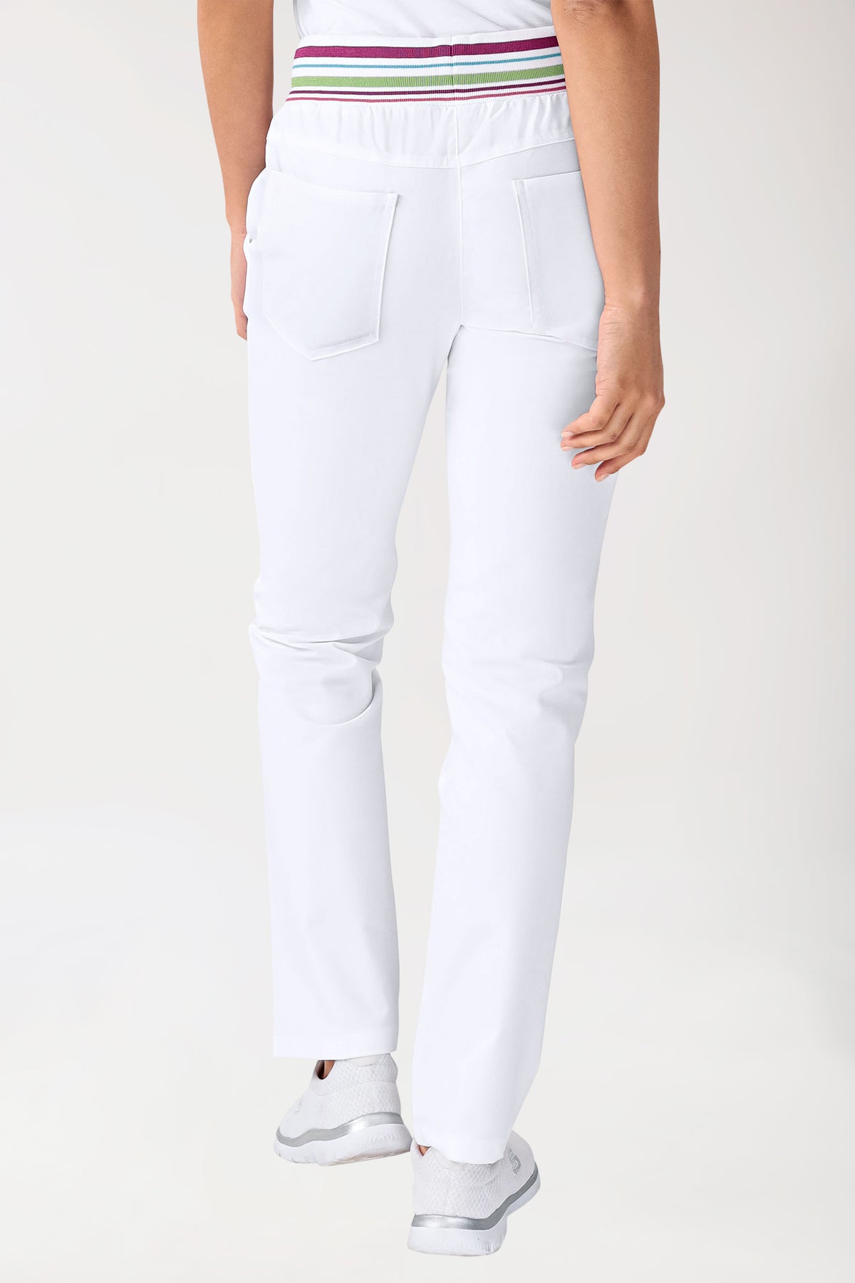 Pantalon Stretch Femme - Ceinture en maille blanc