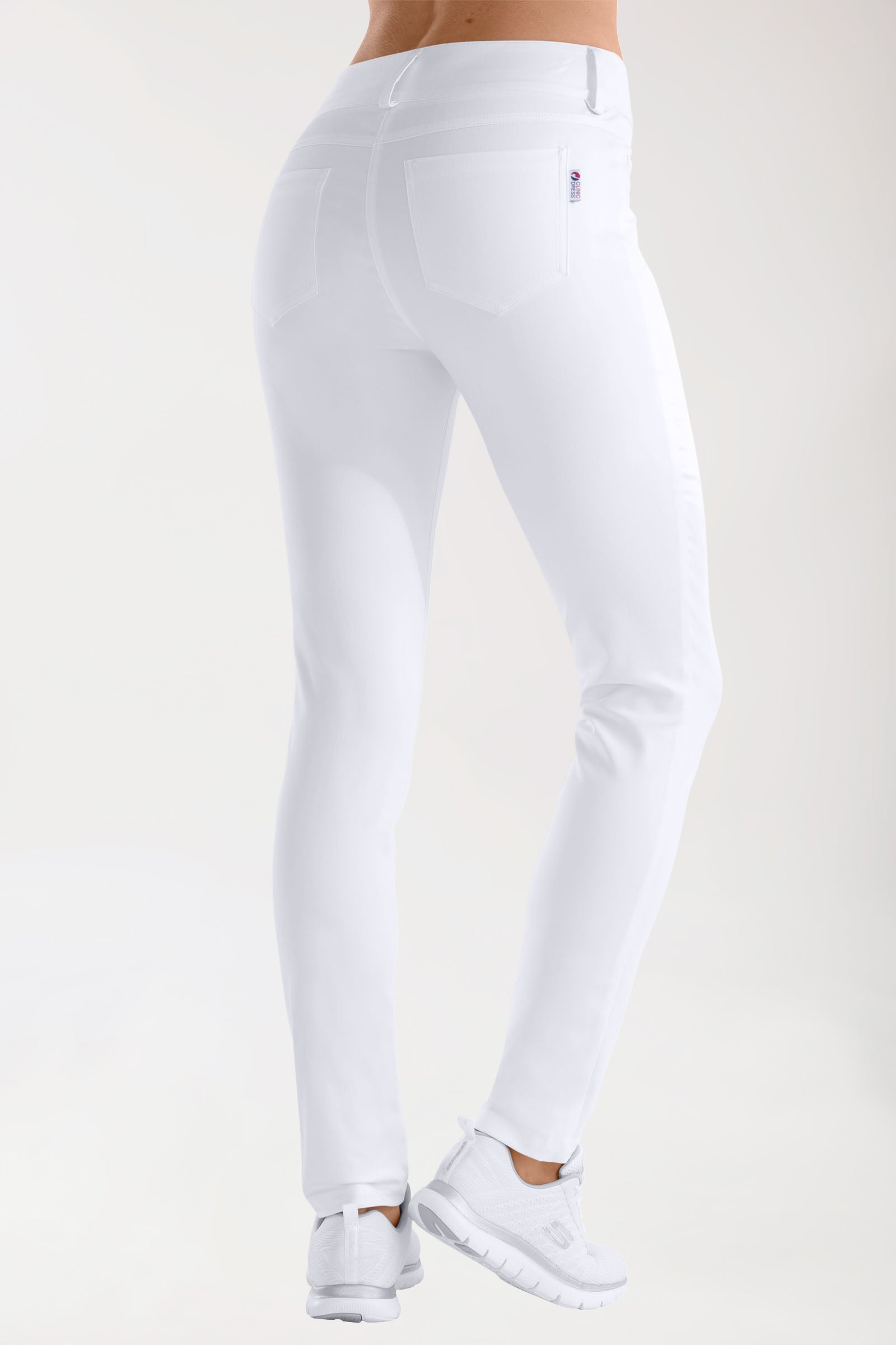 Comfort Stretch Pantalon 5 poches Femme - Ceinture large blanc