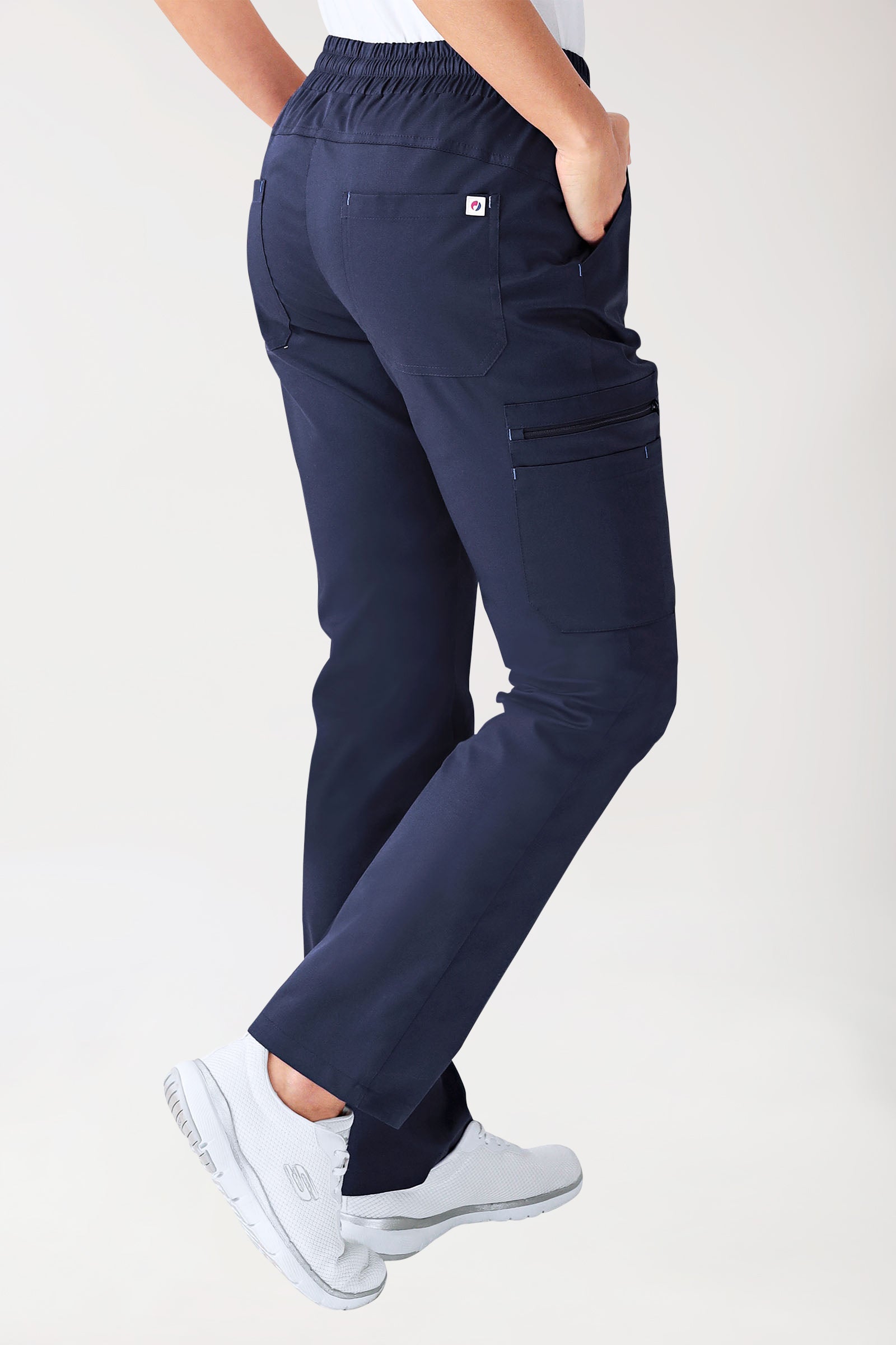 CLINIC STRETCH Pantalon Femme - Taille courte bleu navy/bleu ciel