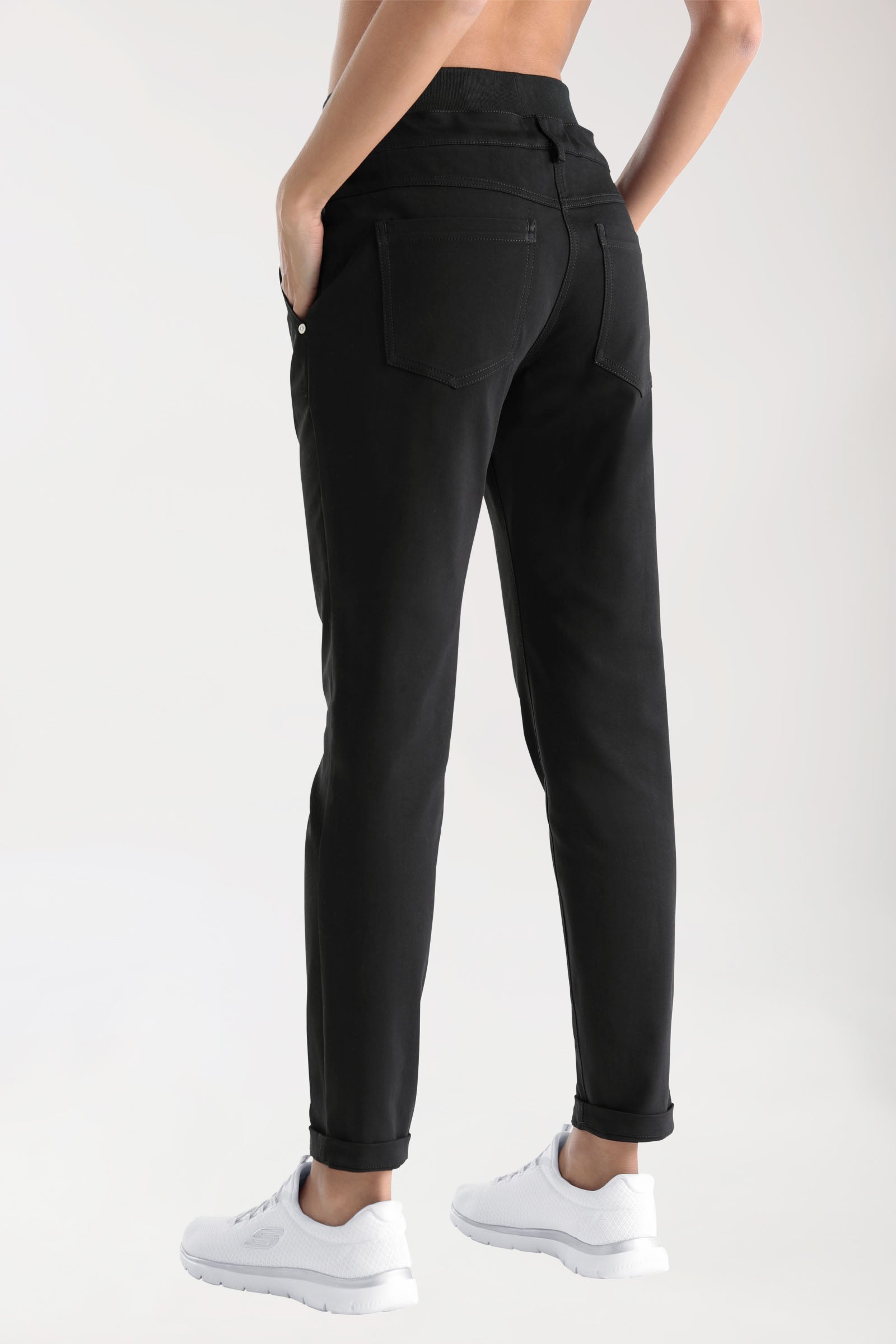 Comfort Stretch Pantalon Femme - Ceinture élastique en maille noir