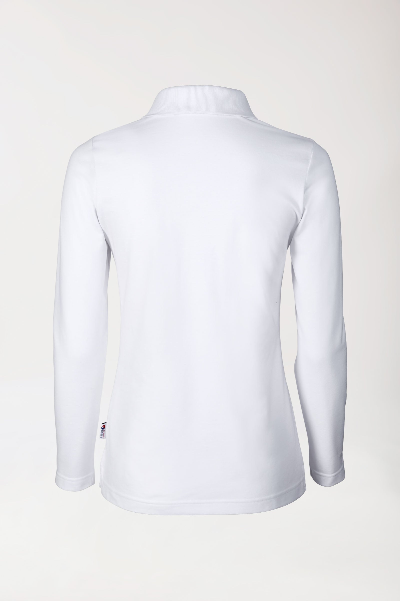 T-shirt Stretch Femme - Col polo et manche longue blanc