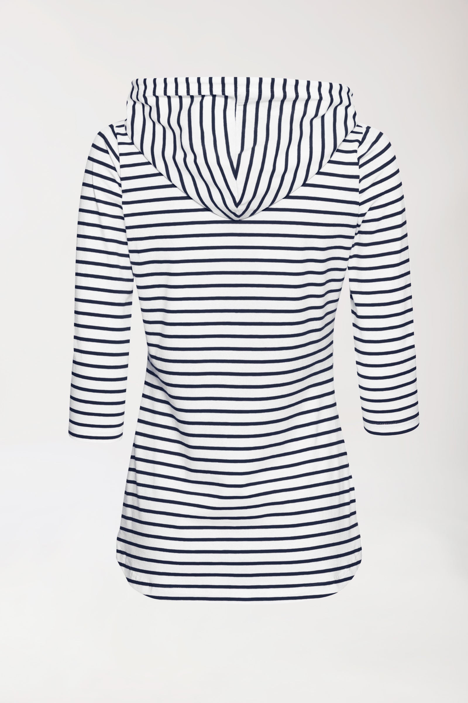 T-shirt à capuche Femme - Manche 3/4 blanc/bleu navy