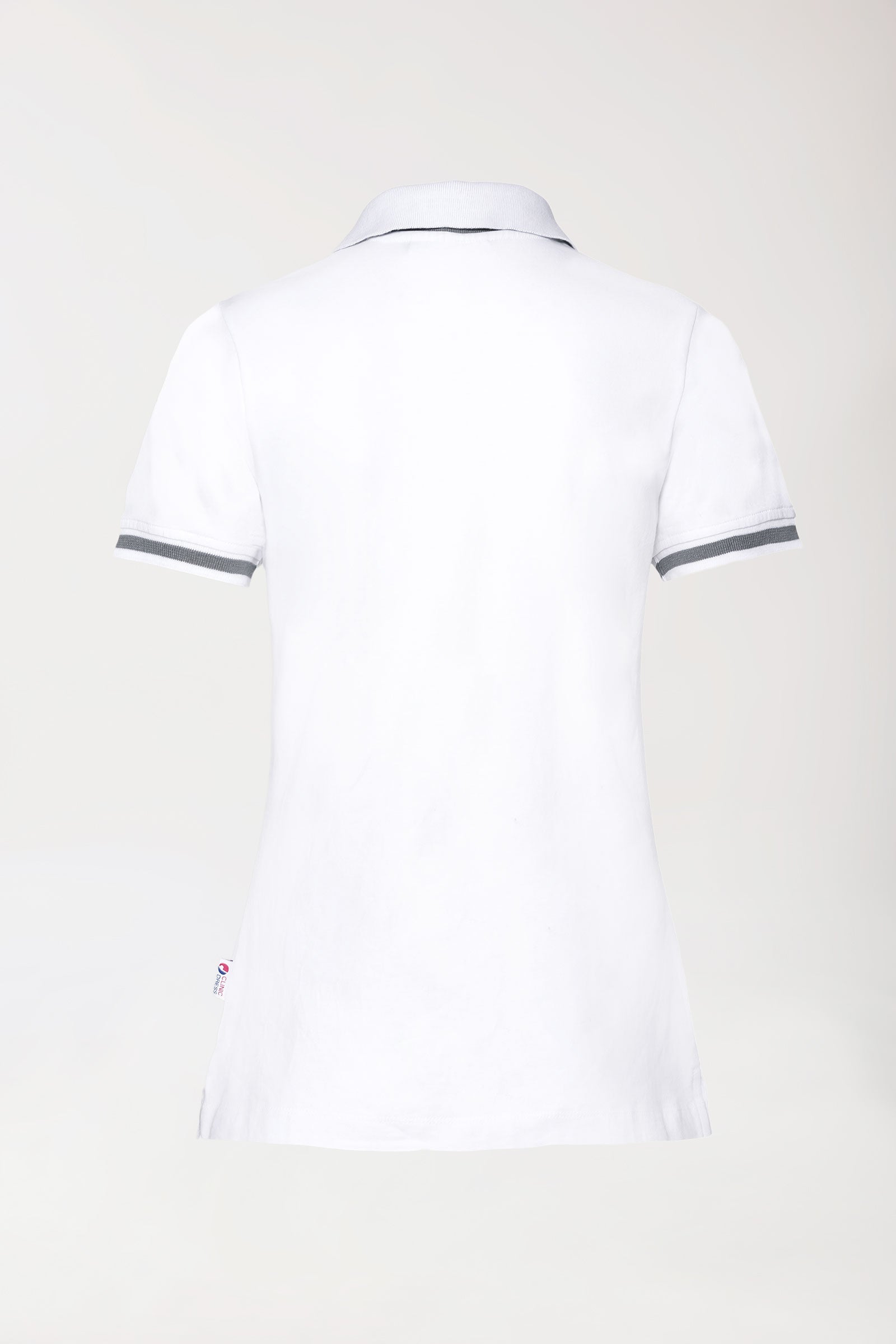 T-shirt Stretch Femme - Col polo blanc/gris chiné foncé