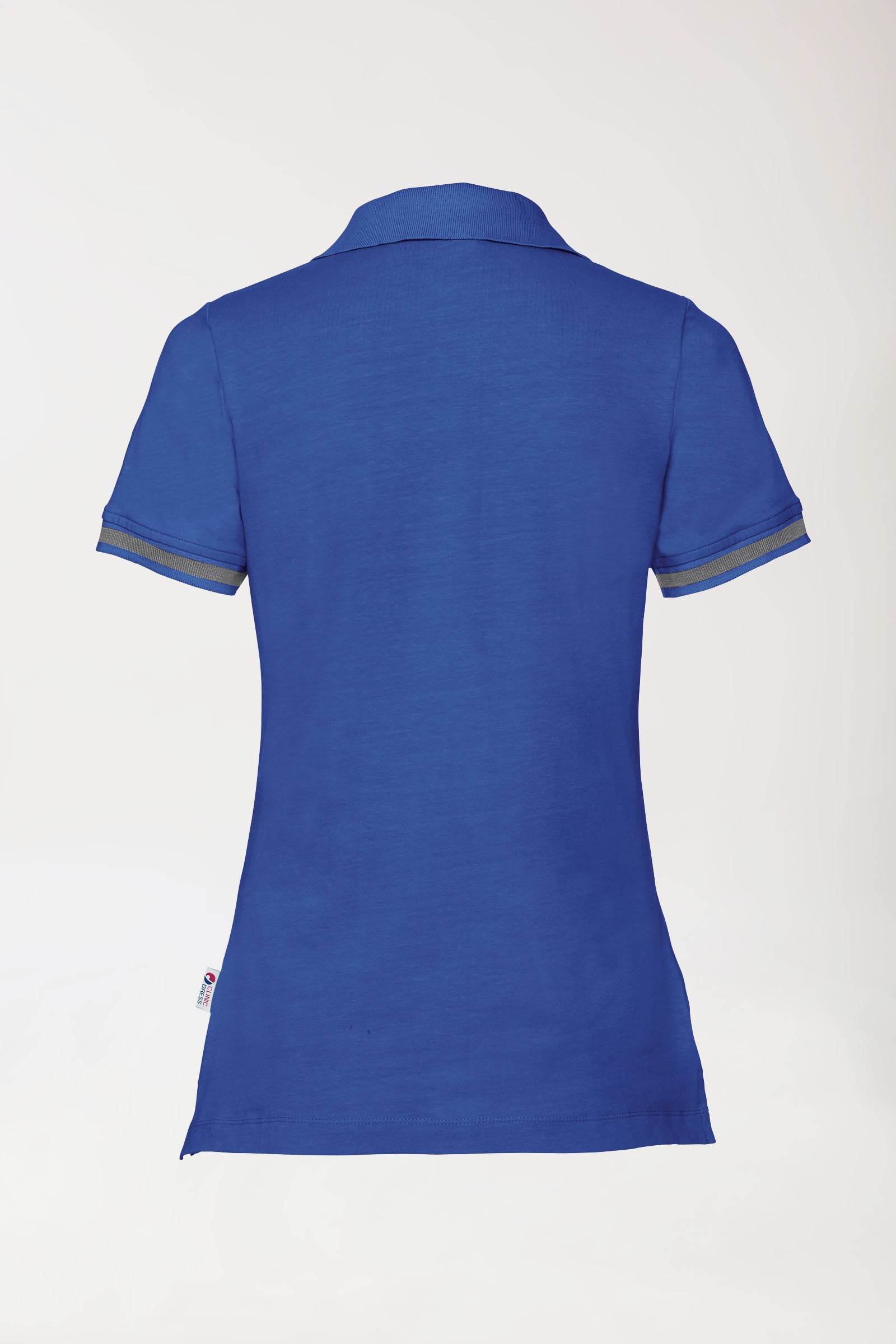 T-shirt Stretch Femme - Col polo bleu roi/gris chiné foncé