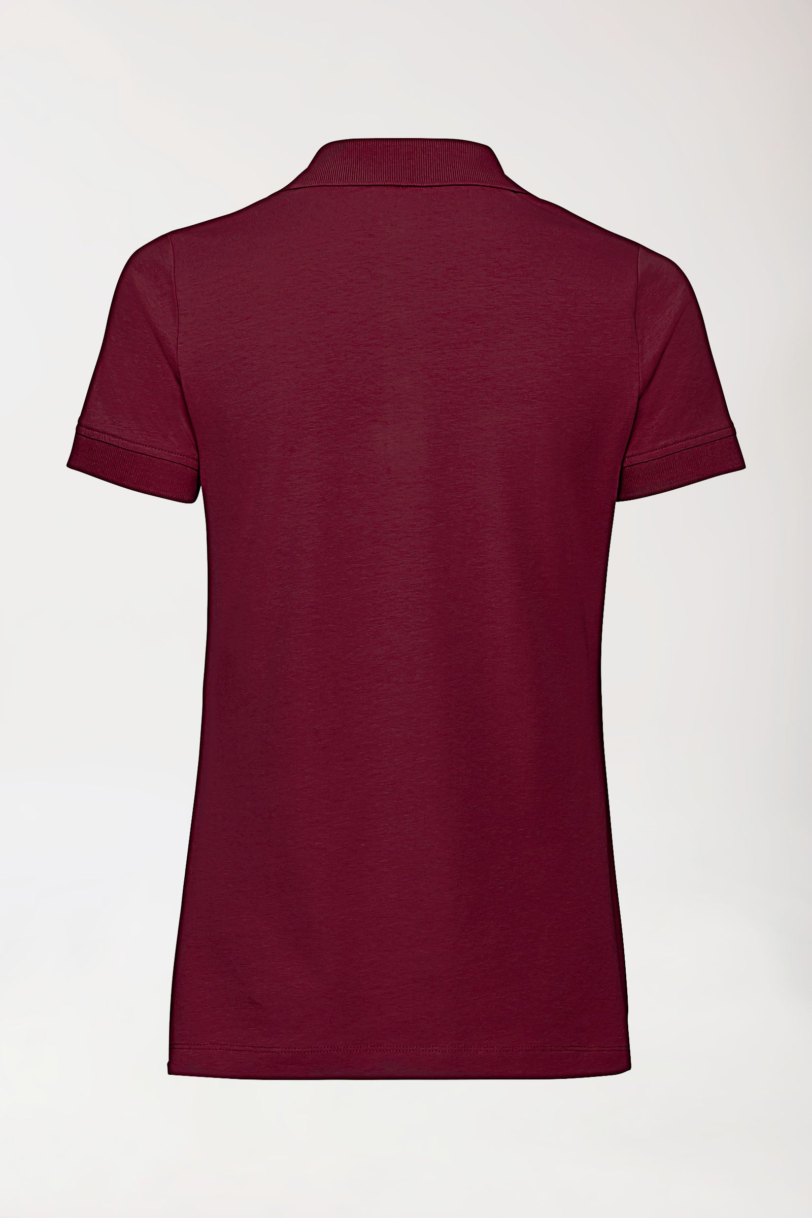 T-shirt Stretch Femme - Col polo - Boutonné bordeaux