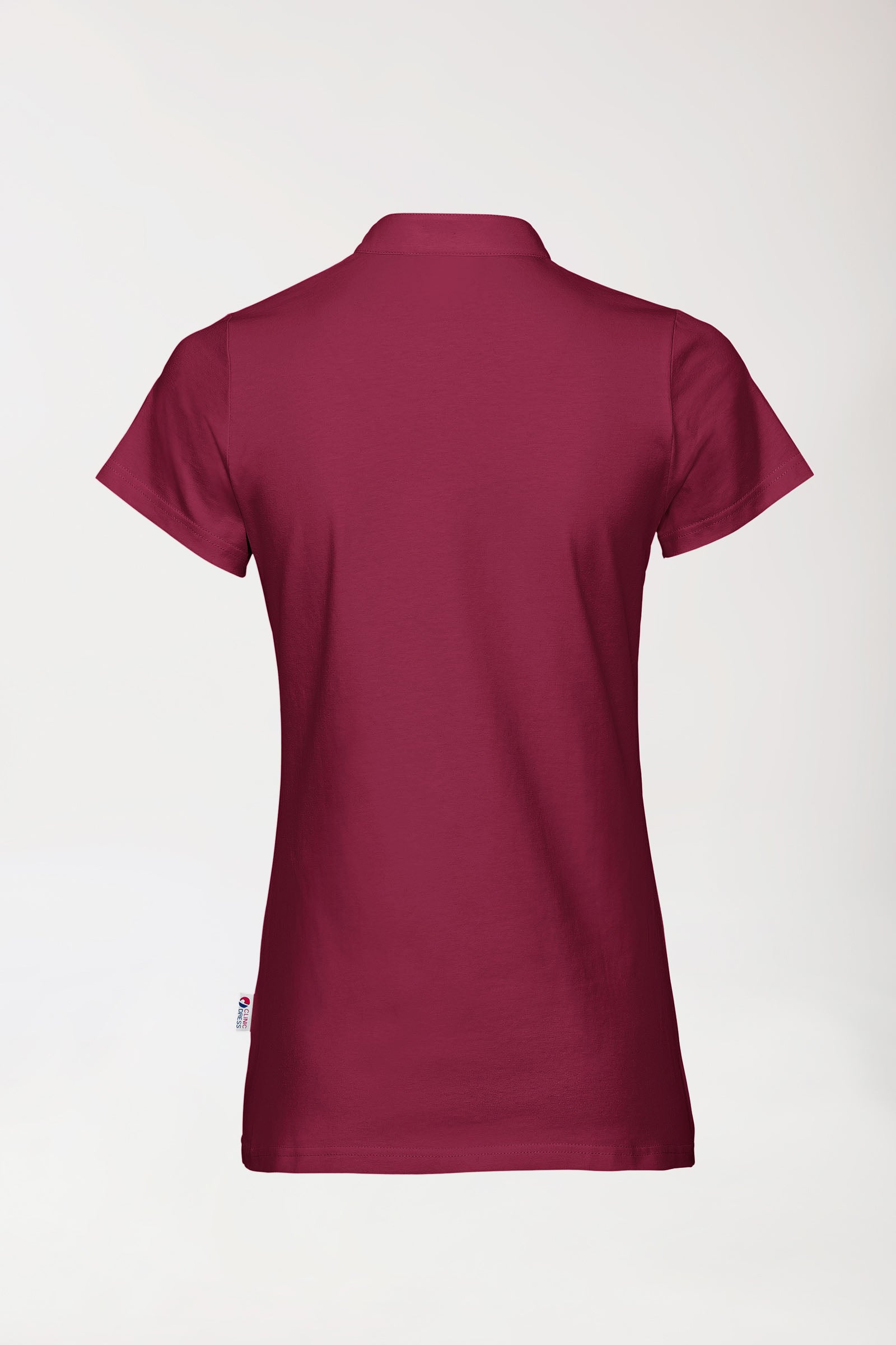 T-shirt Stretch Femme - Col officier bordeaux, Vue de dos