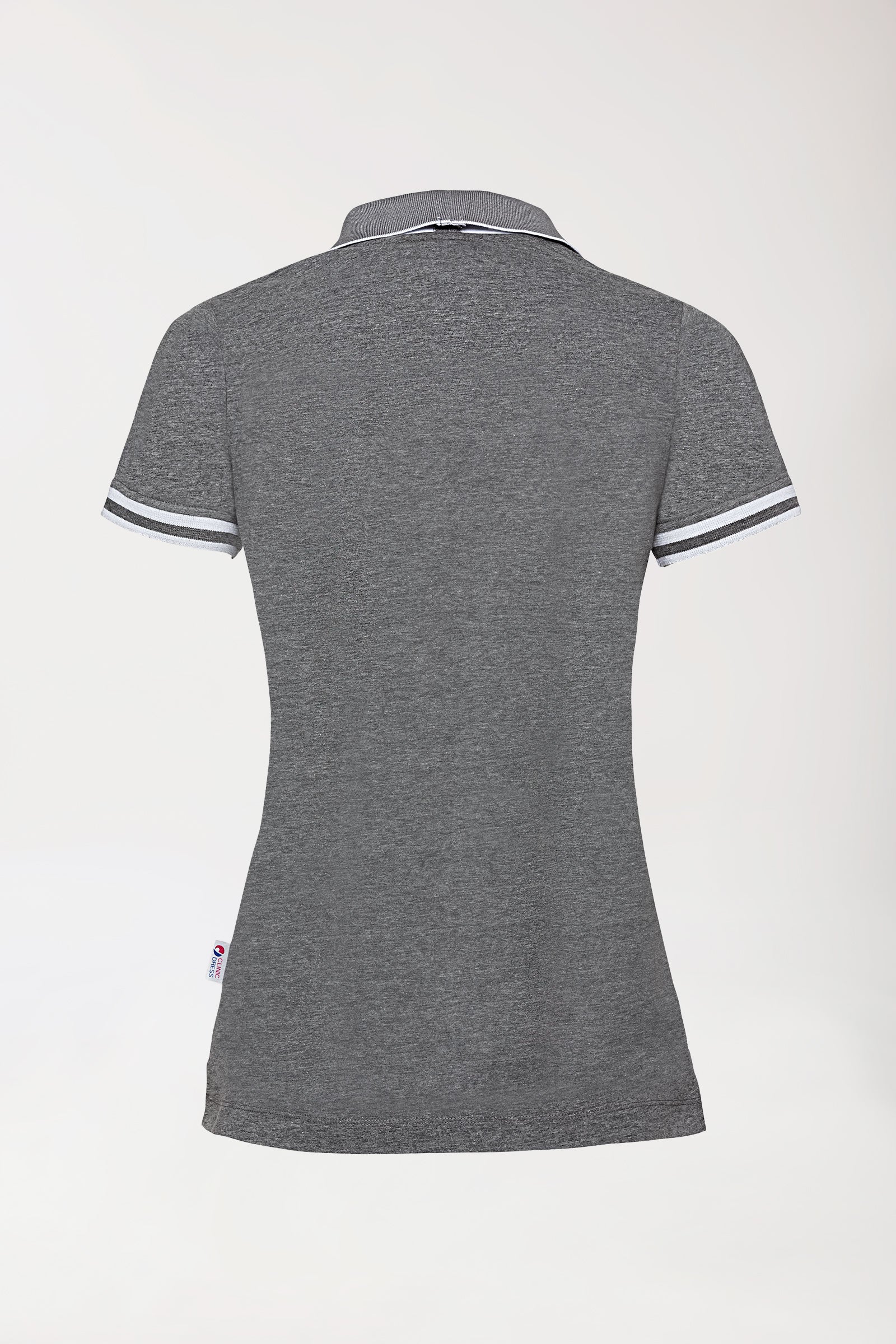 T-shirt Stretch Femme - Col polo gris chiné foncé/blanc