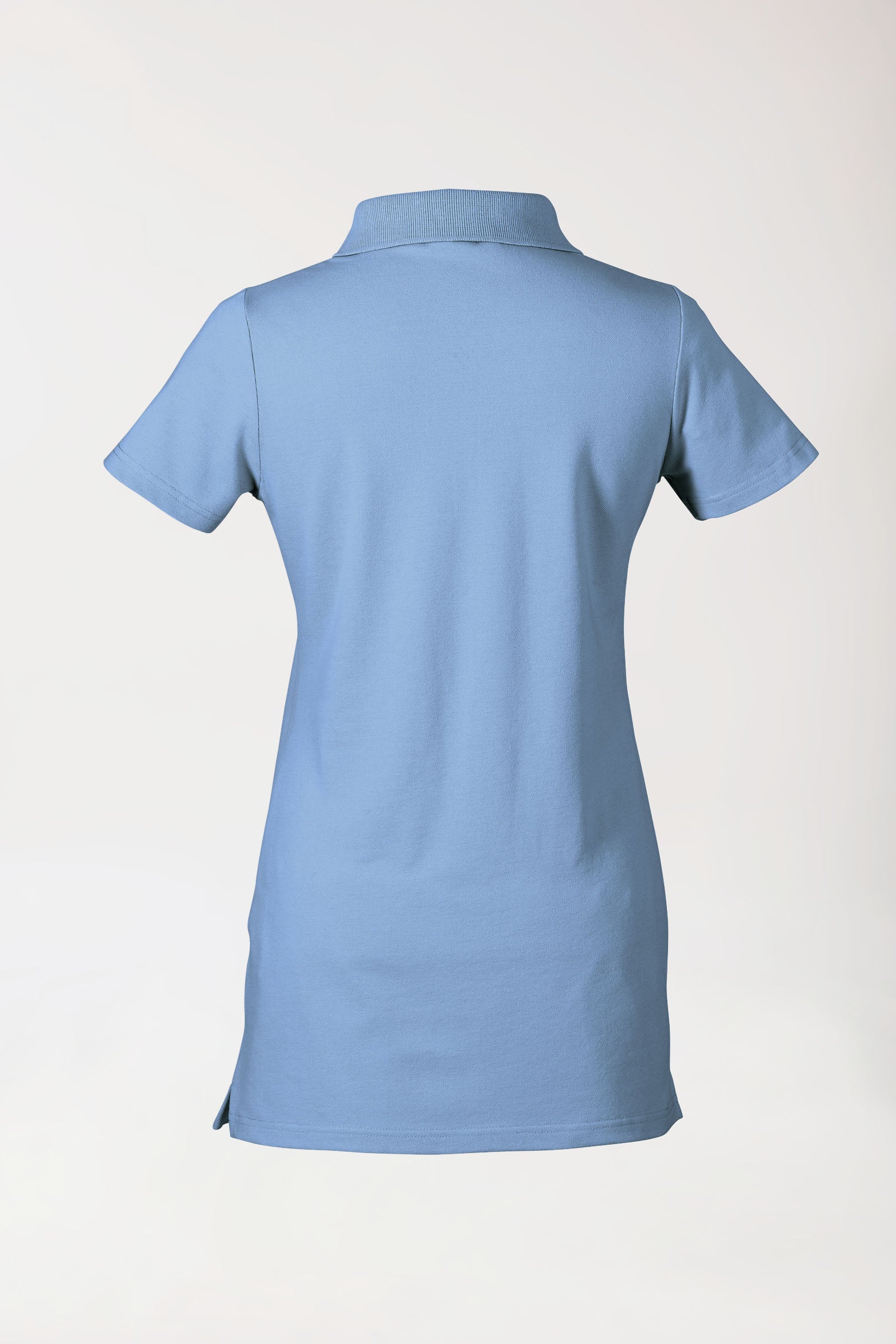 T-shirt long Stretch Femme - Col polo bleu ciel